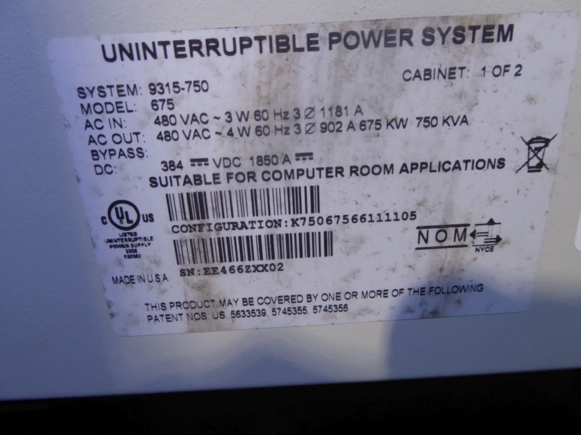 Charlotte, NC - Eaton Uninterruptible Power System - Image 2 of 2