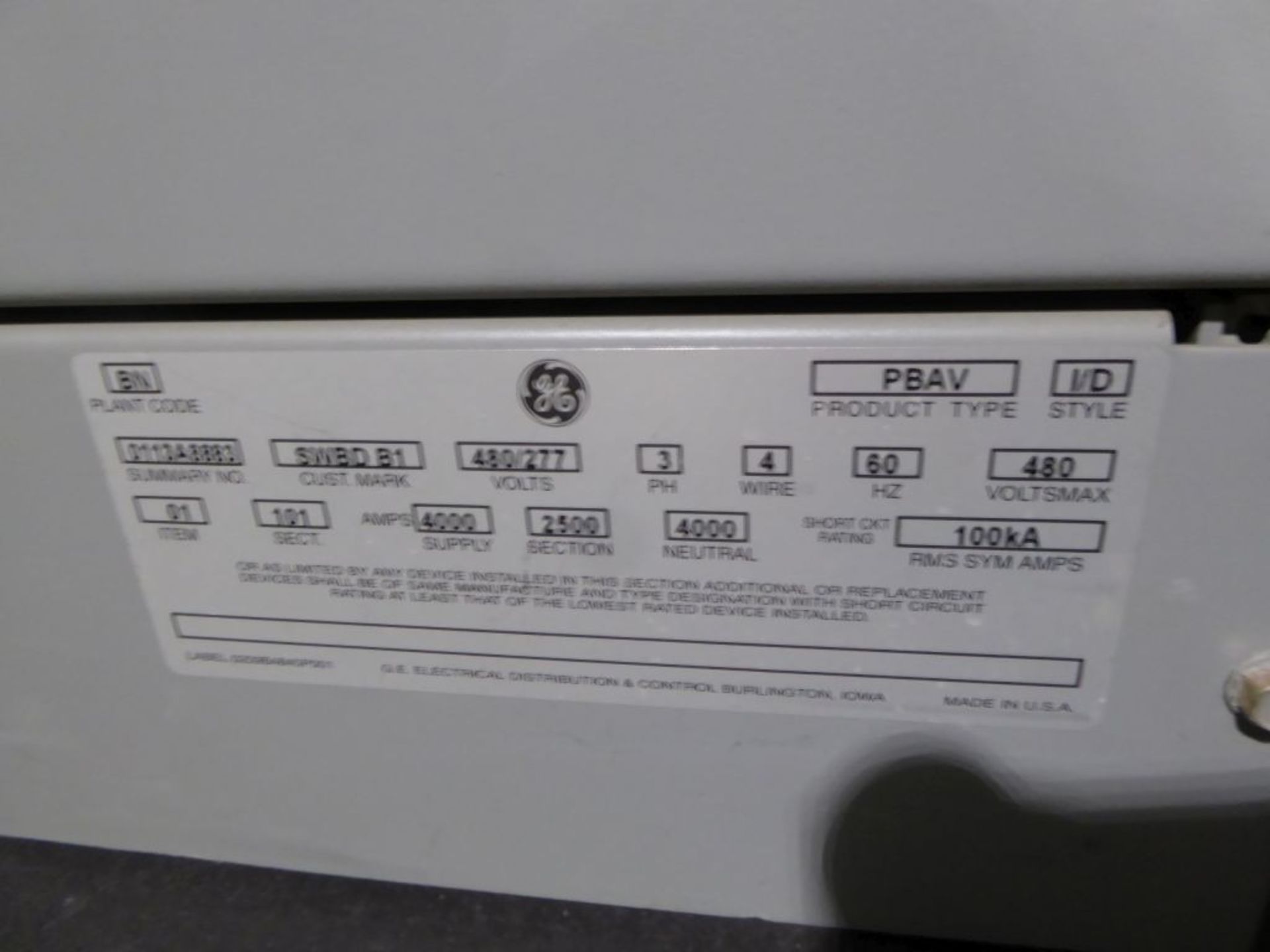 Charlotte, NC - GE 4000A Powerbreak Switchgear - Image 4 of 24