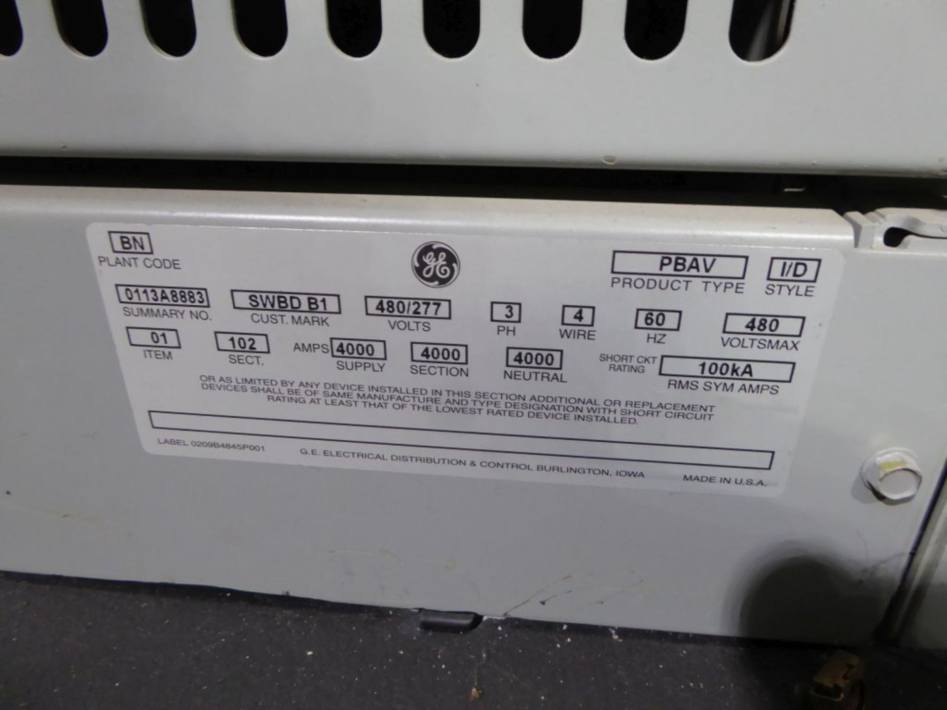 Charlotte, NC - GE 4000A Powerbreak Switchgear - Image 5 of 24