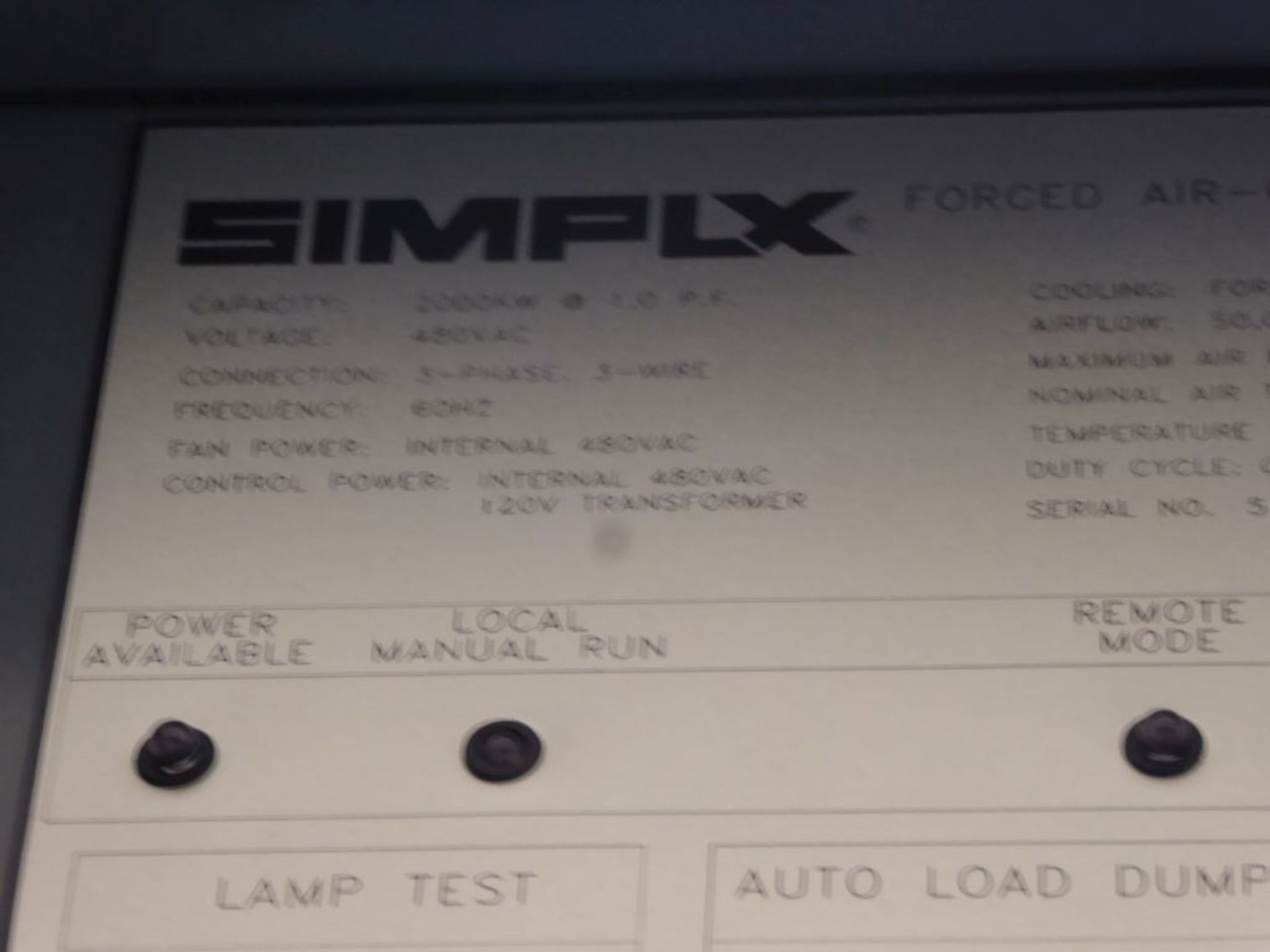 Charlotte, NC - Simplex Saturn Forced Air Direction Load Bank - Image 10 of 17