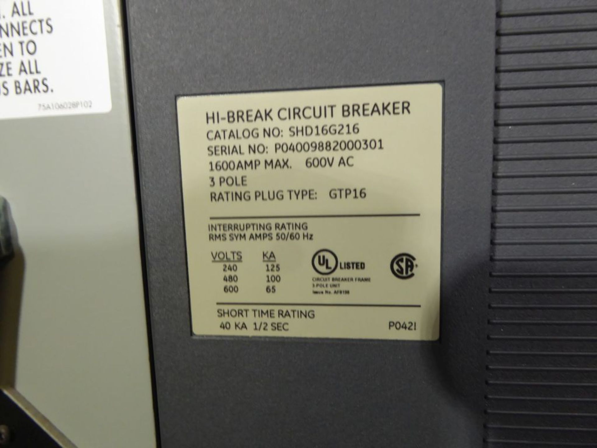 Charlotte, NC - GE 4000A Powerbreak Switchgear - Image 14 of 18