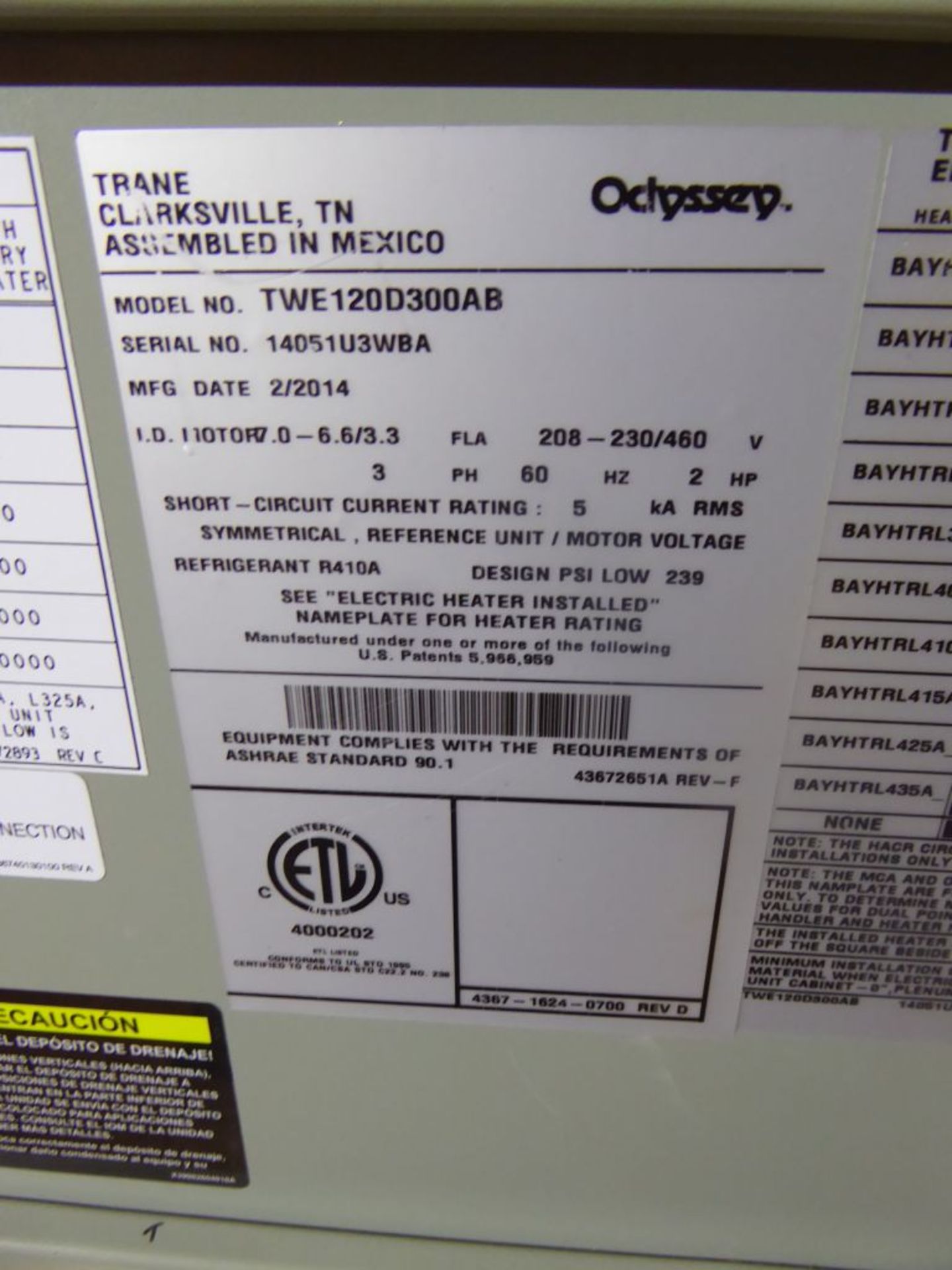 Charlotte, NC - 2014 Trane Electric Heater - Image 6 of 11