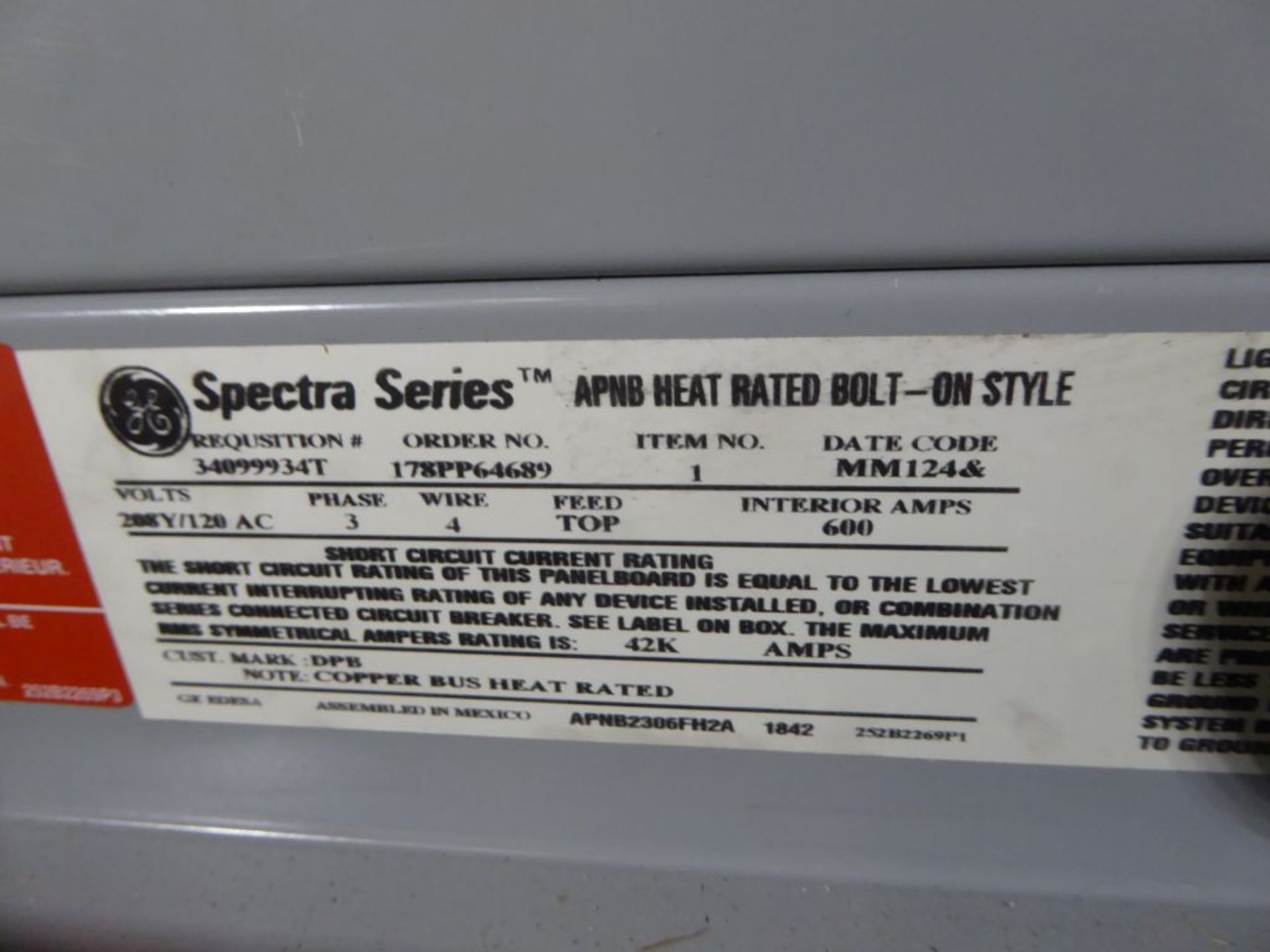 Spartanburg, SC - GE Spectra Series Panelboard - Image 3 of 7