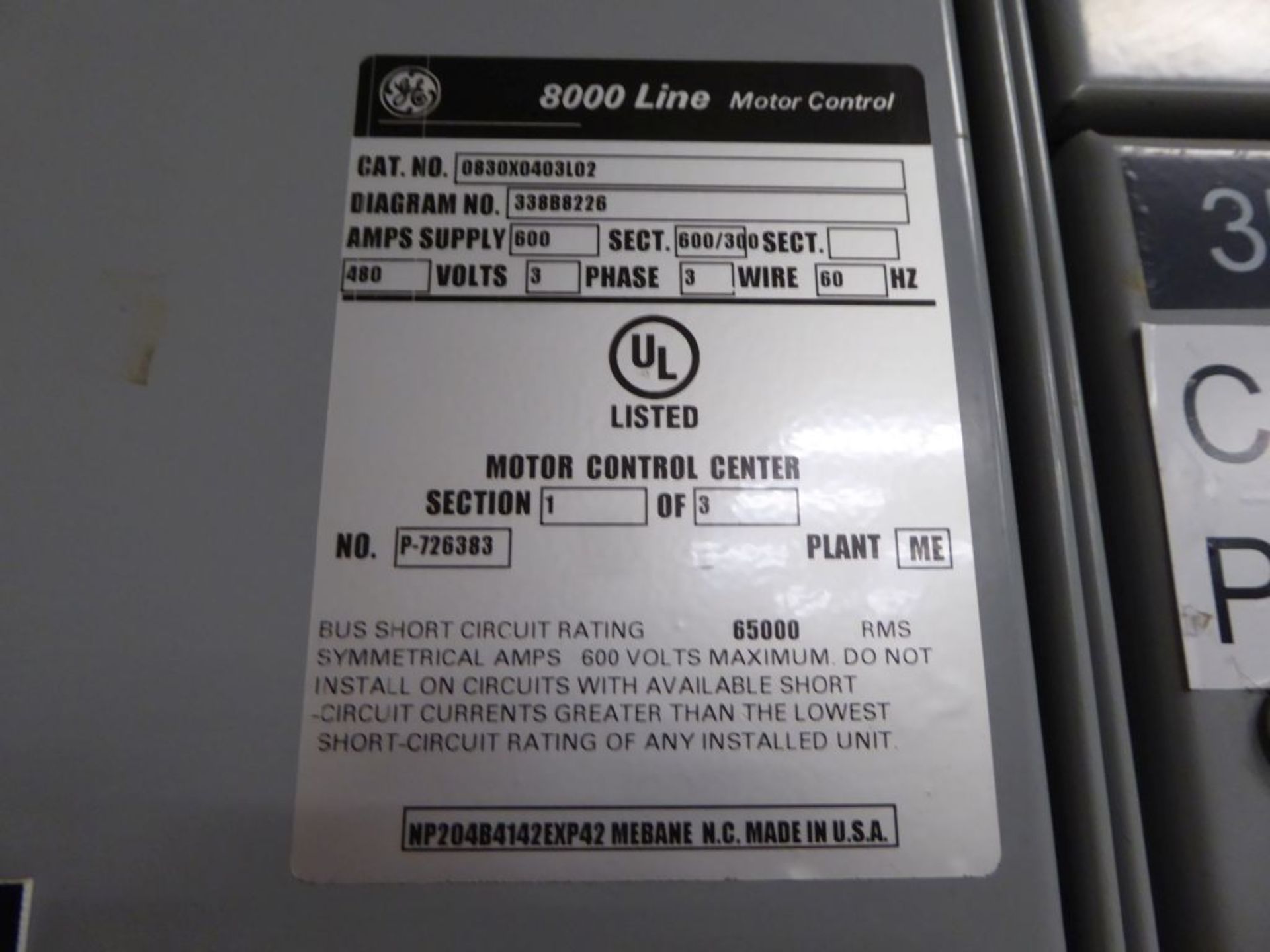 Charlotte, NC - GE 8000 Line Motor Control - Image 3 of 35