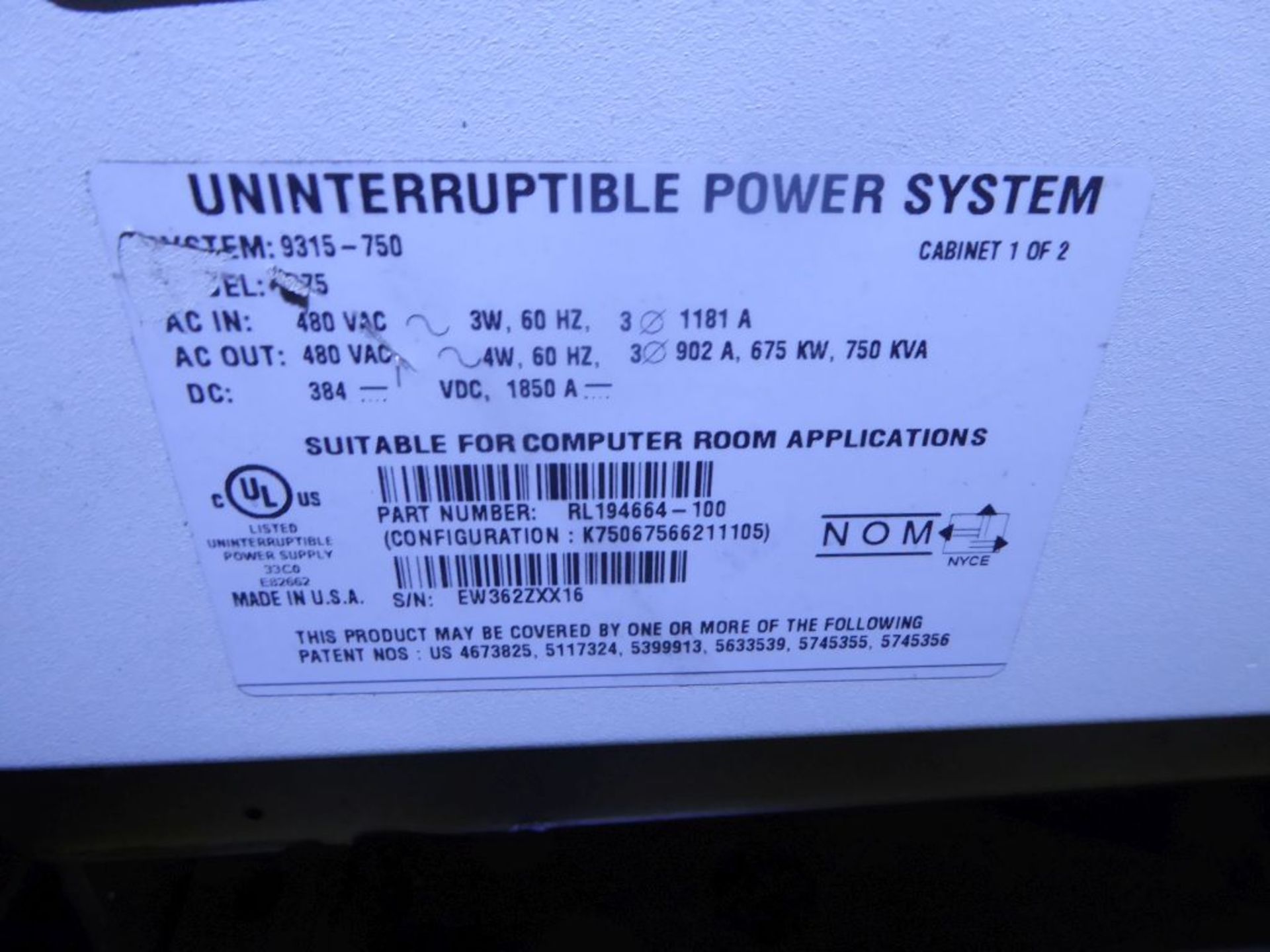 Charlotte, NC - Eaton Uninterruptible Power System - Image 2 of 2