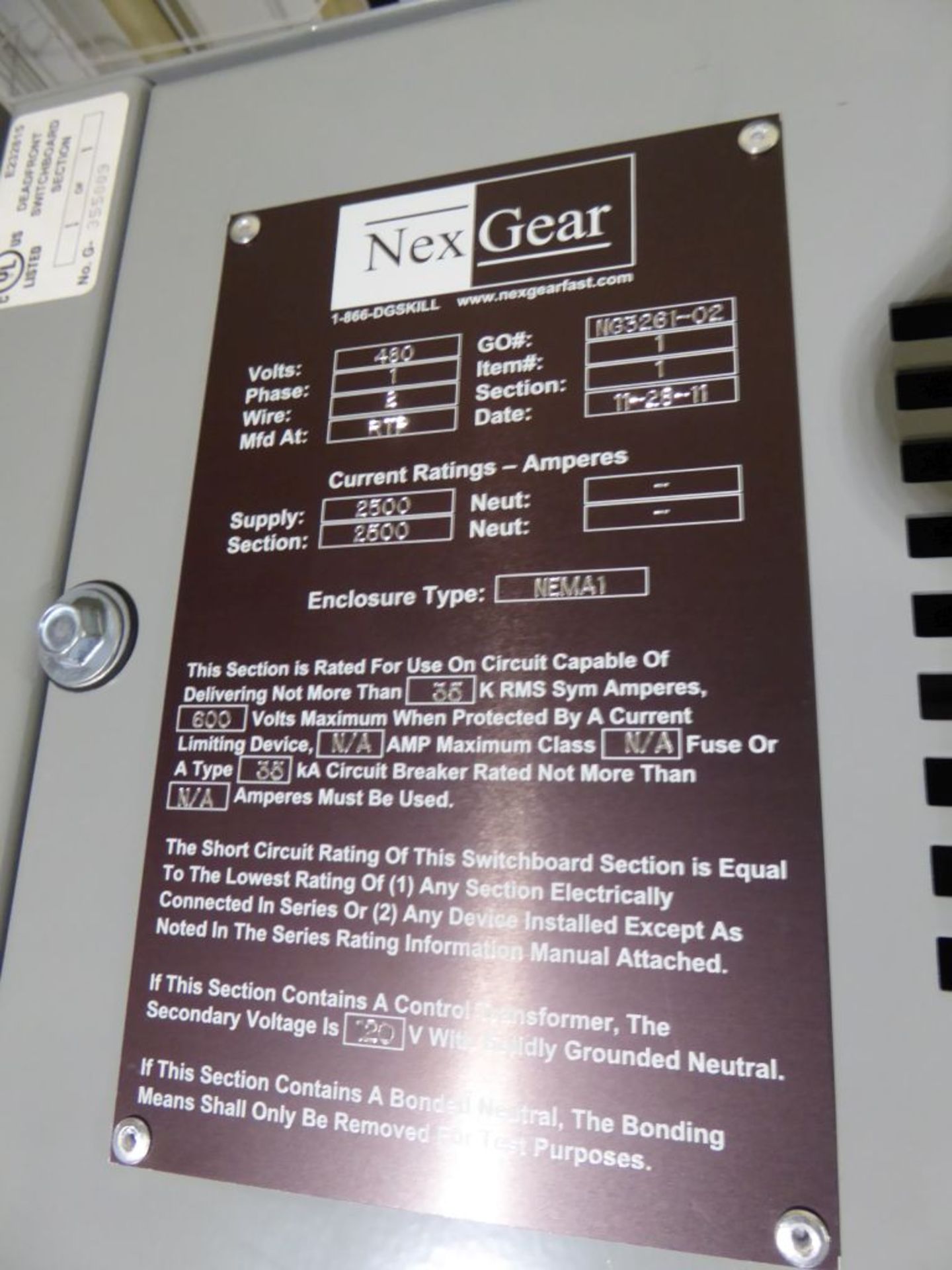 Charlotte, NC - NexGear 2500A Switchgear - Image 5 of 7