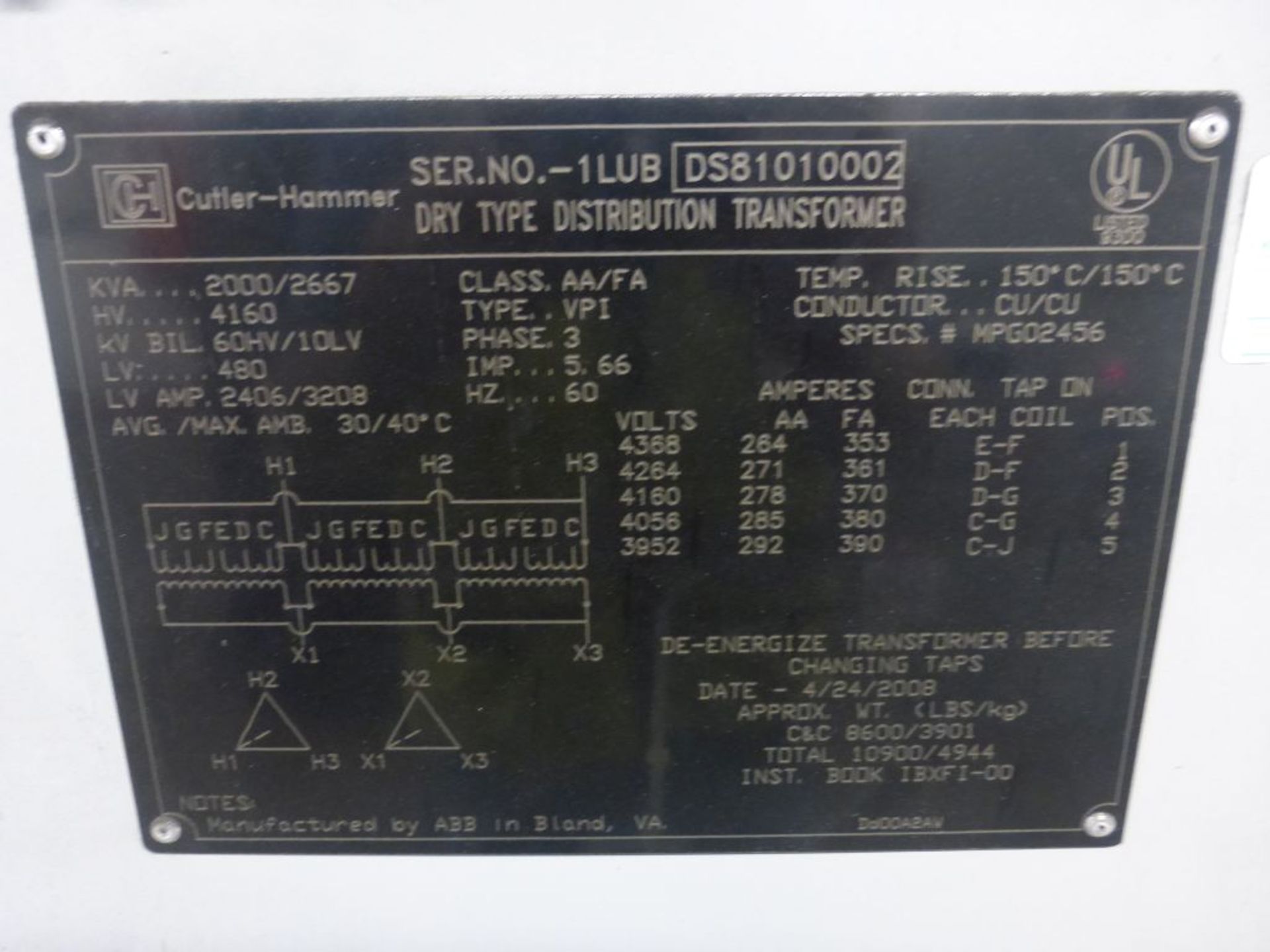 Eaton Cutler Hammer Dry Type Transformer - Image 4 of 6