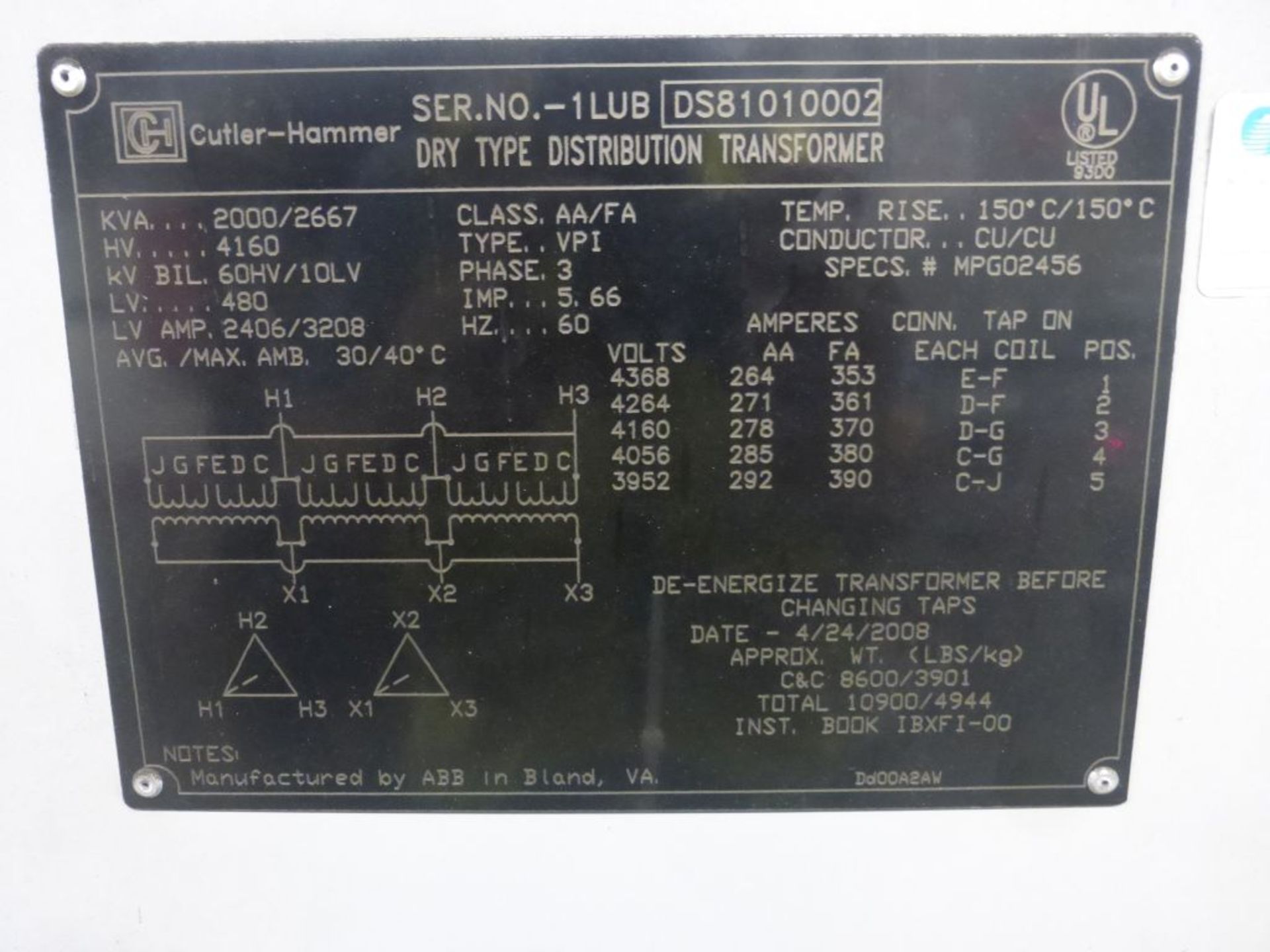 Eaton Cutler Hammer Dry Type Transformer - Image 5 of 6