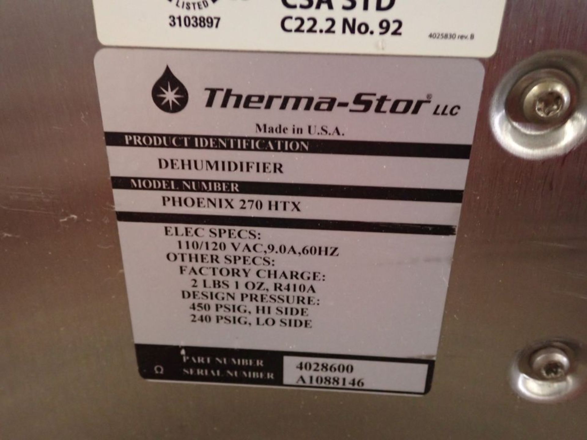 Phoenix 270 HTX Automatic Extended Range Low Grain Refrigerant Dehumidifier - Image 6 of 6