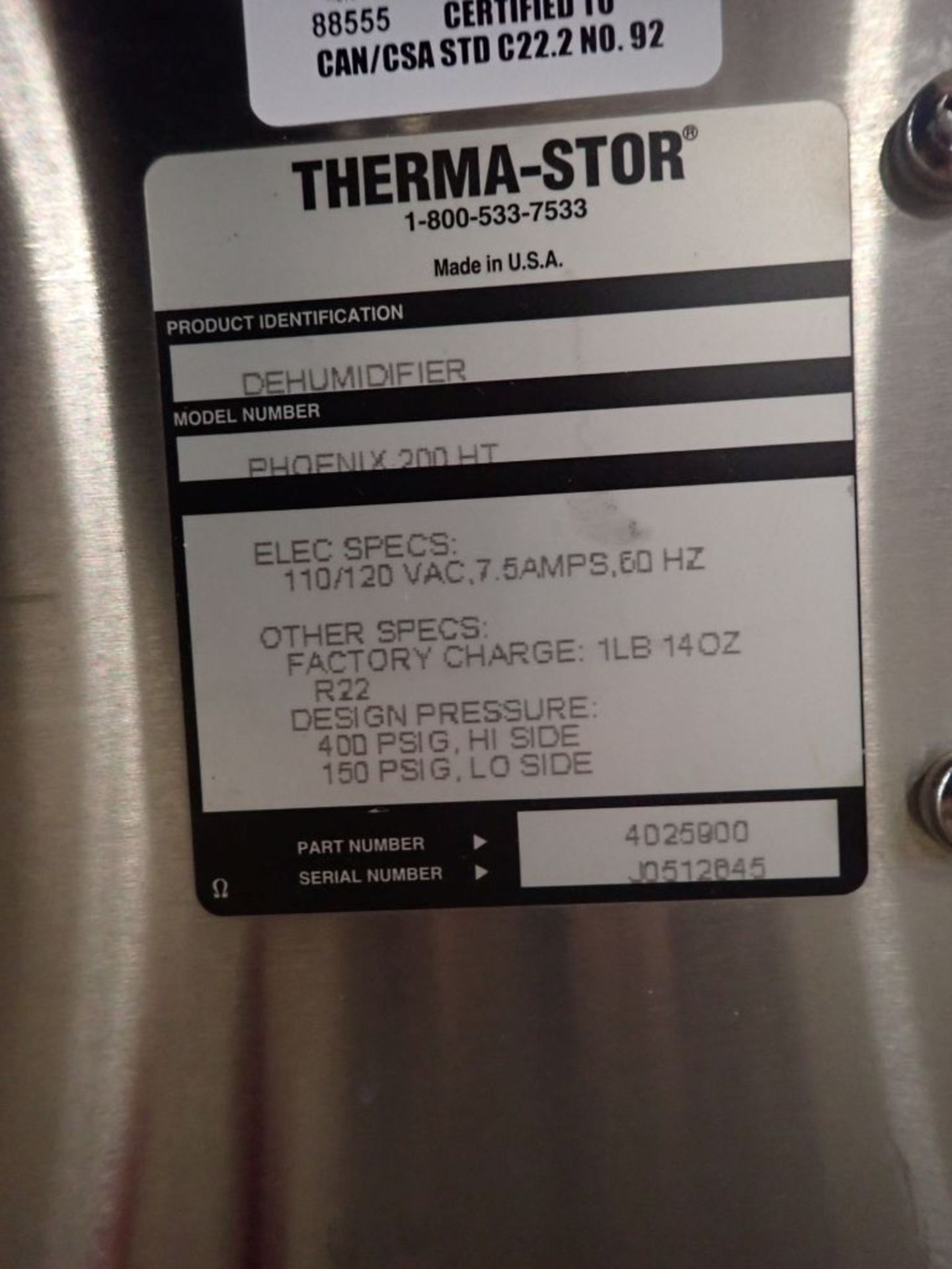 Phoenix 200 HT Low Grain Refrigerant High Capacity Dehumidifier - Image 6 of 6