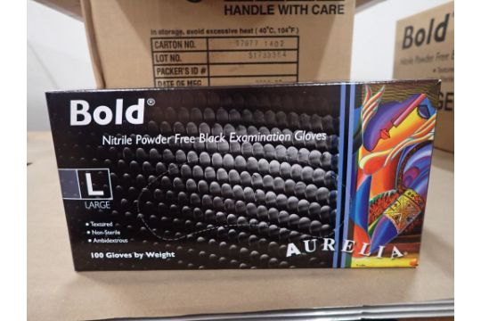 Lot of (1) Case of Bold Nitrile Powder Free Black Examination Gloves - Image 1 of 6