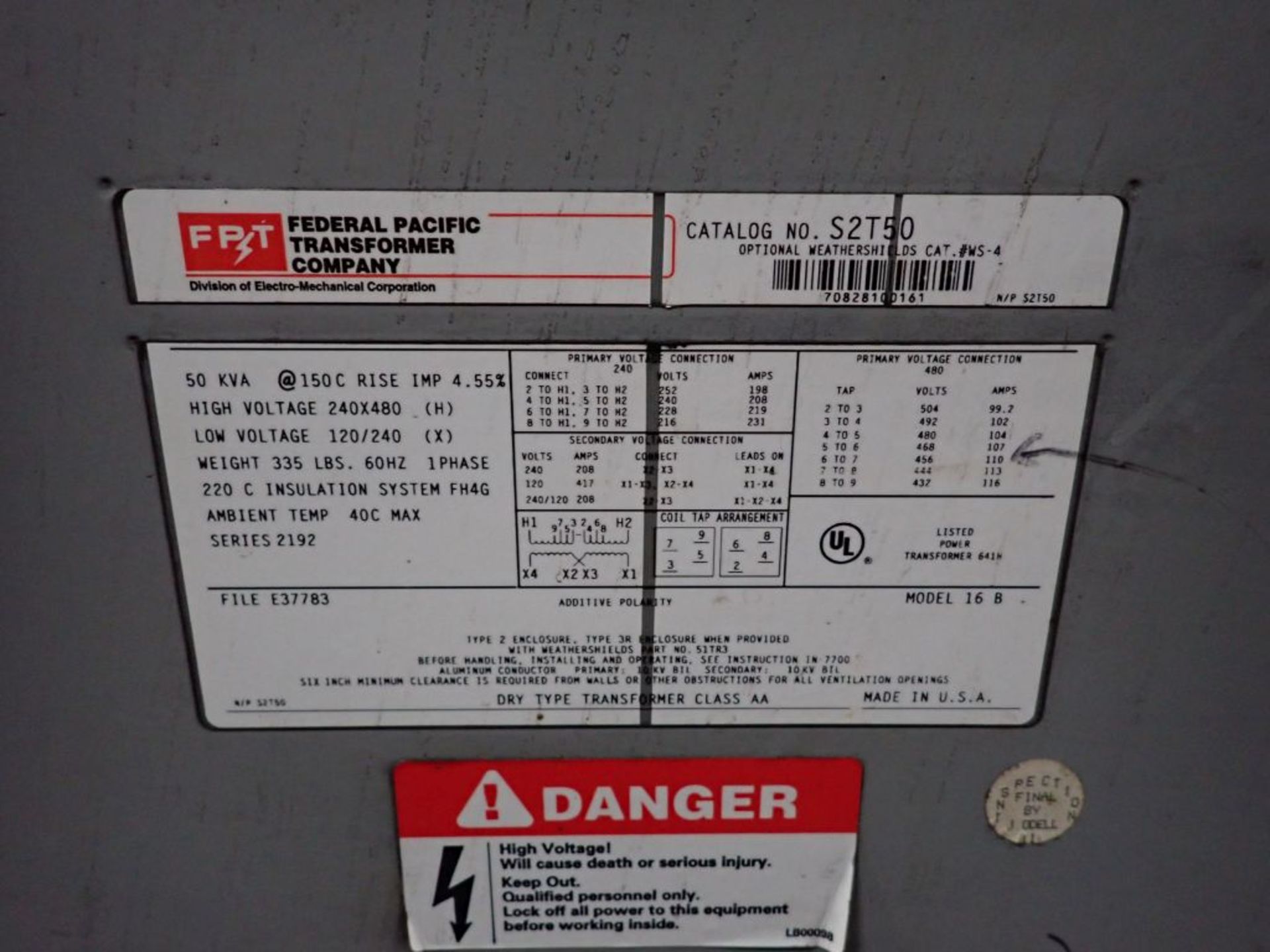 Federal Pacific 50 KVA Transformer - Image 4 of 4