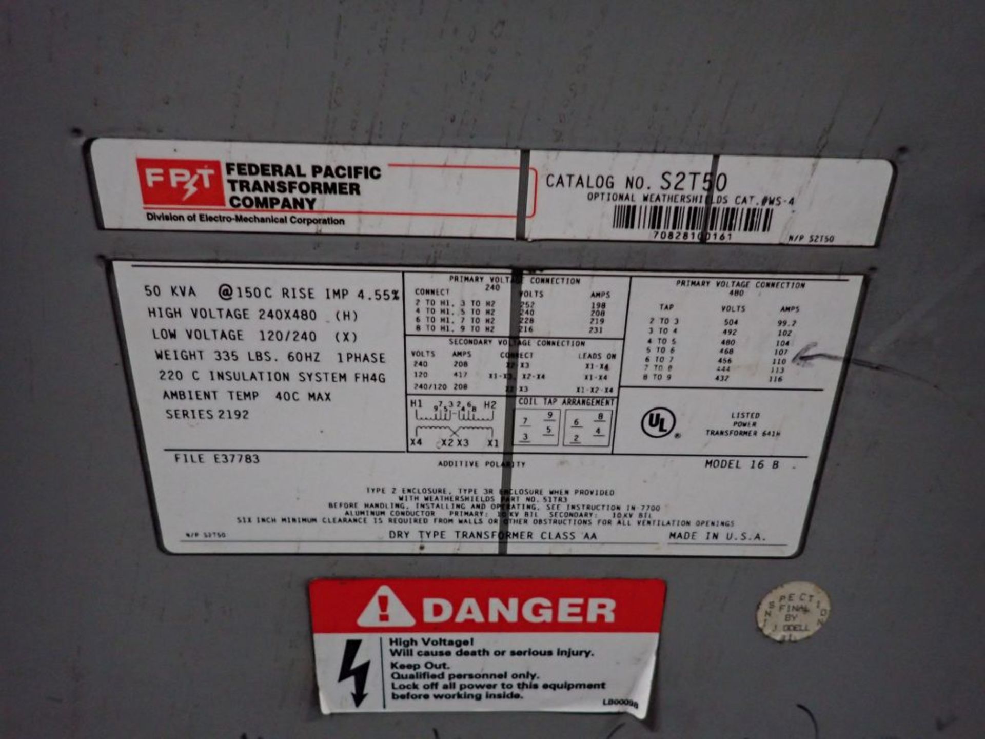Federal Pacific 50 KVA Transformer - Image 3 of 4