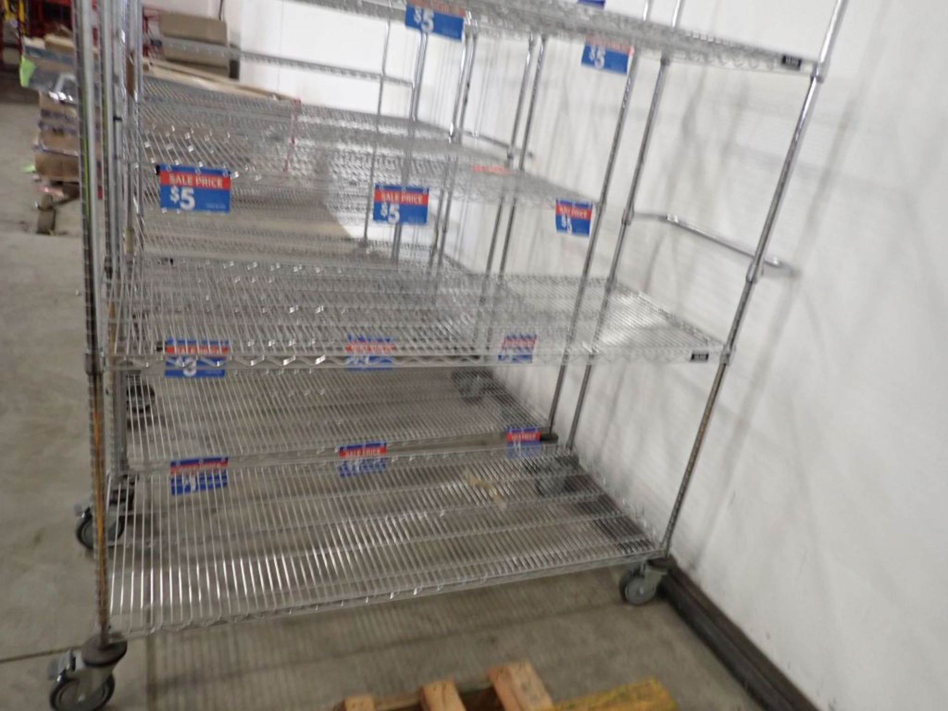 Lot of (5) Rolling Wire Shelving - Image 4 of 6