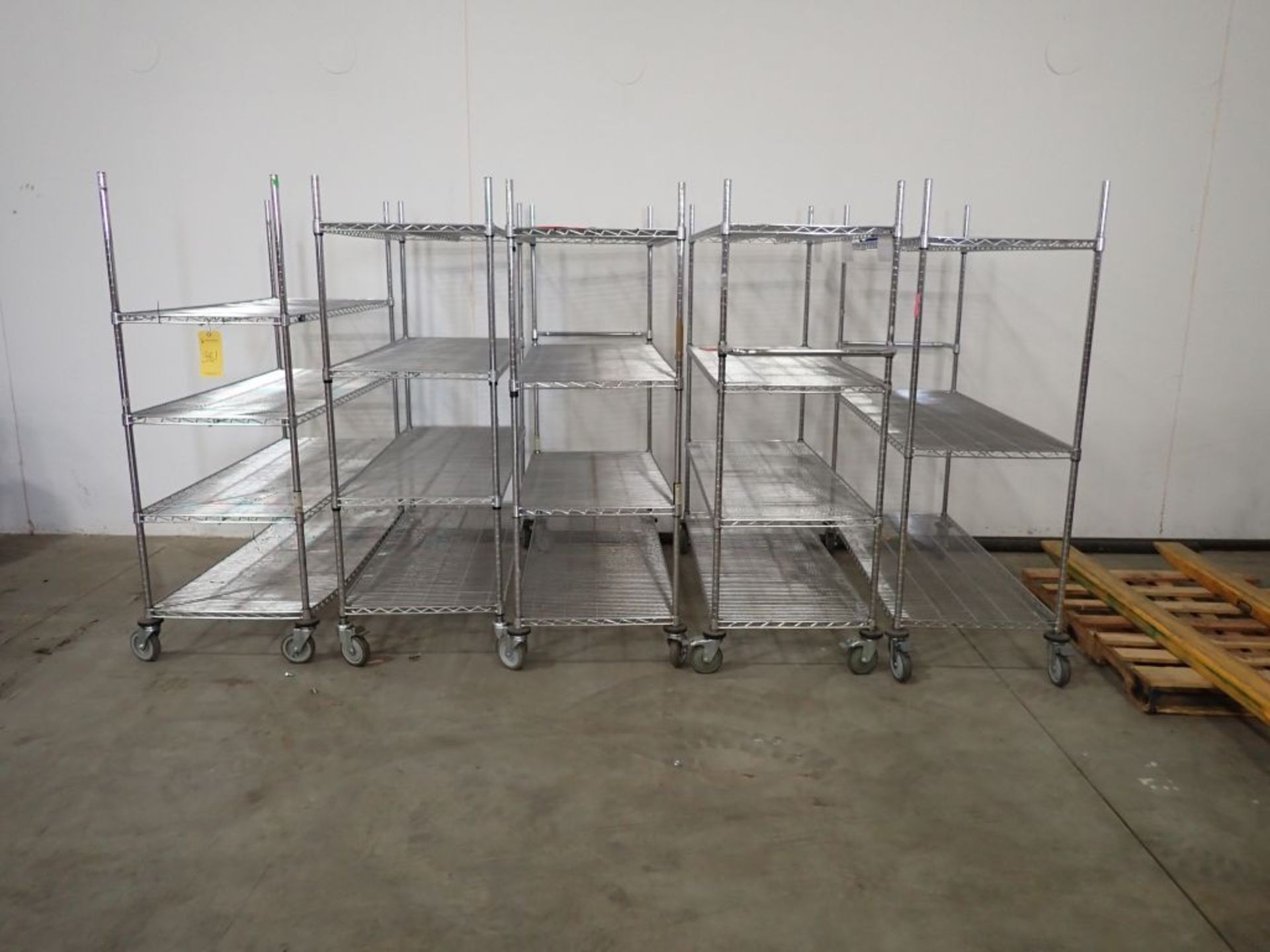 Lot of (5) Rolling Wire Shelving