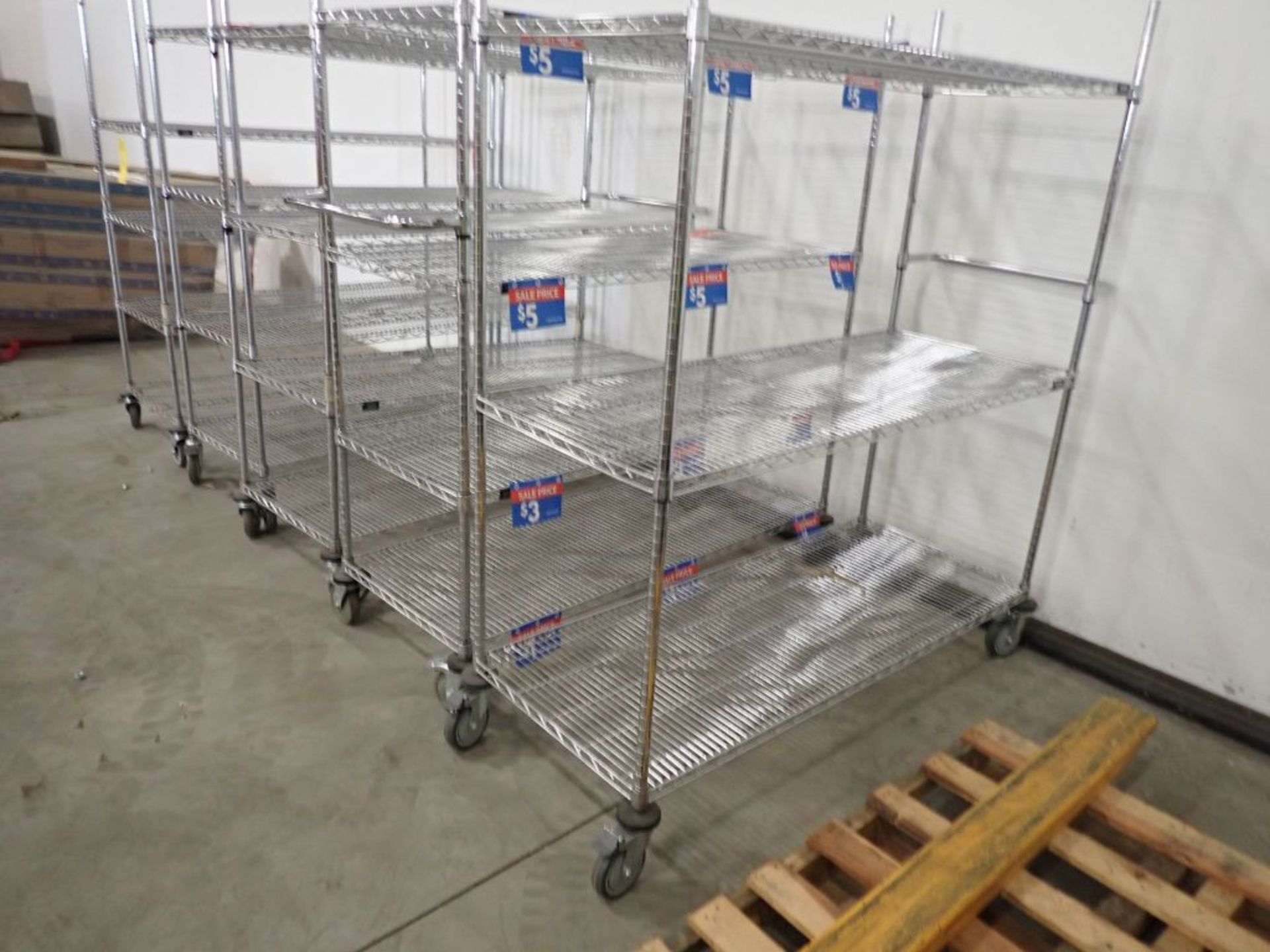 Lot of (5) Rolling Wire Shelving - Image 3 of 6
