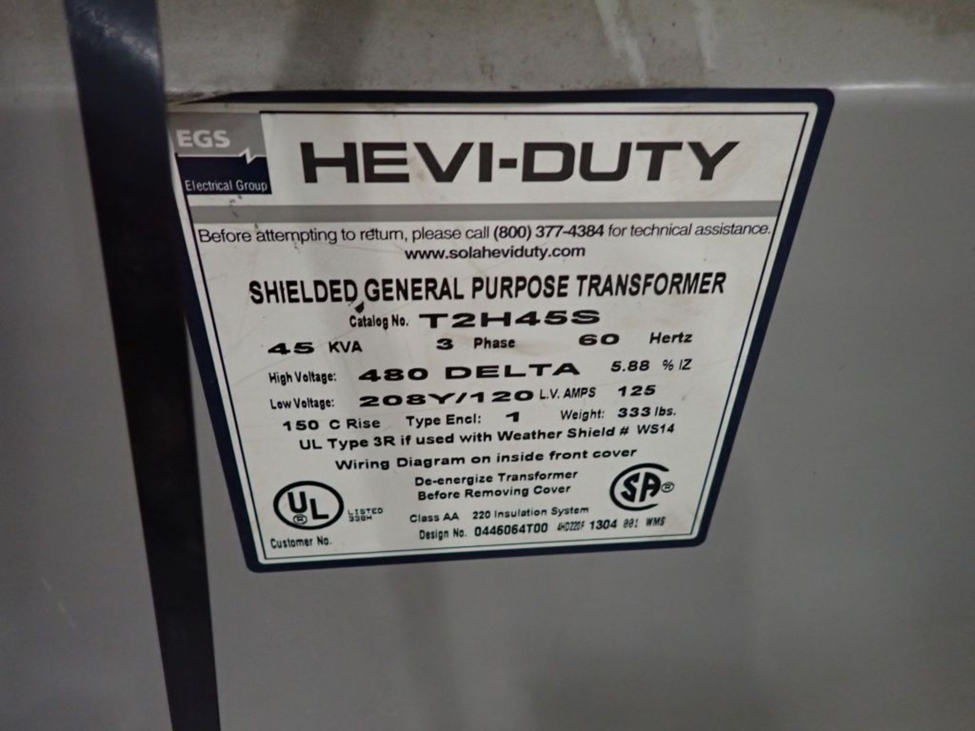 EGS Hevi-Duty 45 KVA Transformer - Image 5 of 5