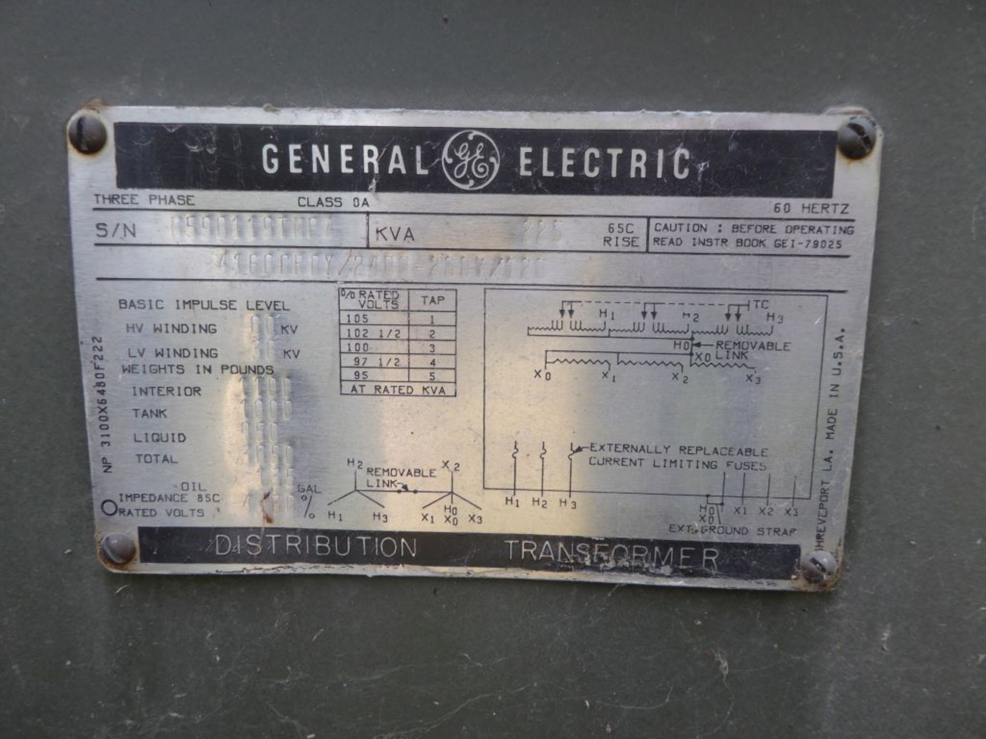 GE 225 KVA Transformer - Image 6 of 6