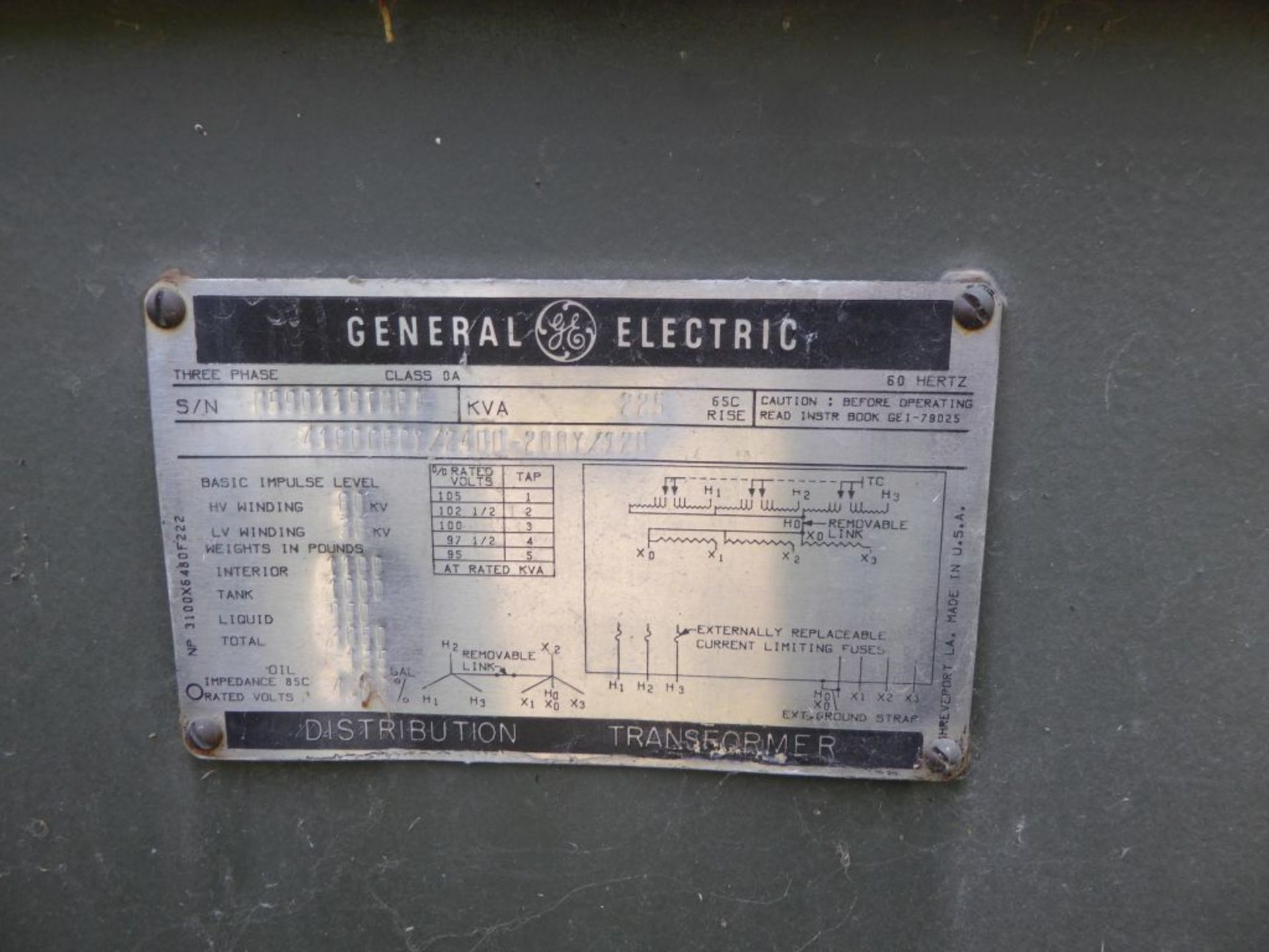 GE 225 KVA Transformer - Image 5 of 6