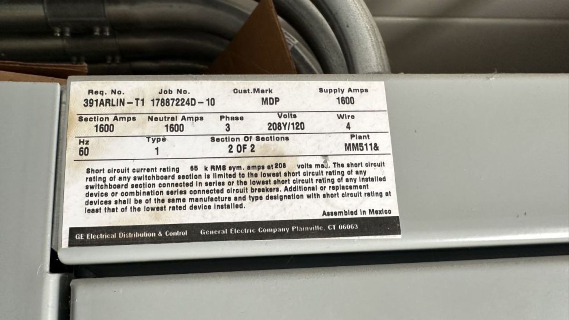 GE 1600A Spectra Series Switchboard - Image 6 of 6