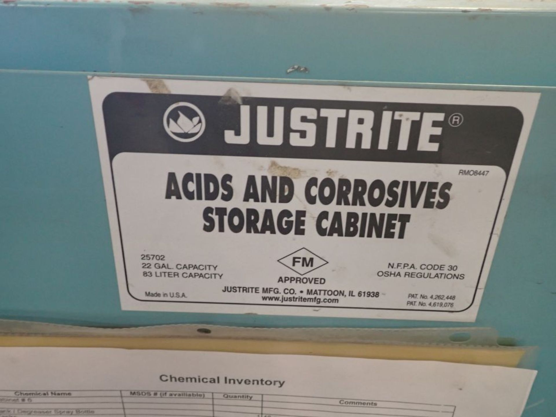 Justrite Acids and Corrosives Storage Cabinet - Image 7 of 7