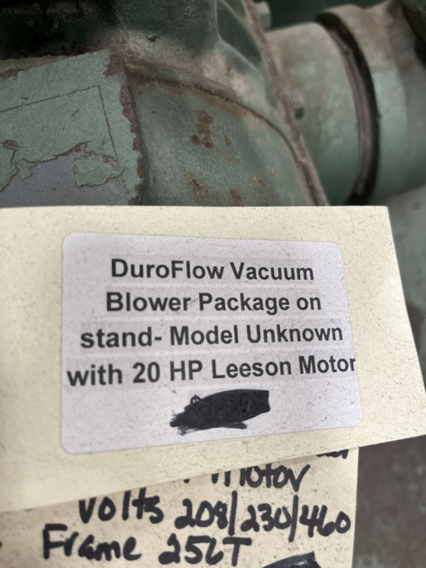 DuroFlow Vacuum Blower Package on Stand with Leeson 20HP Motor - Image 6 of 6