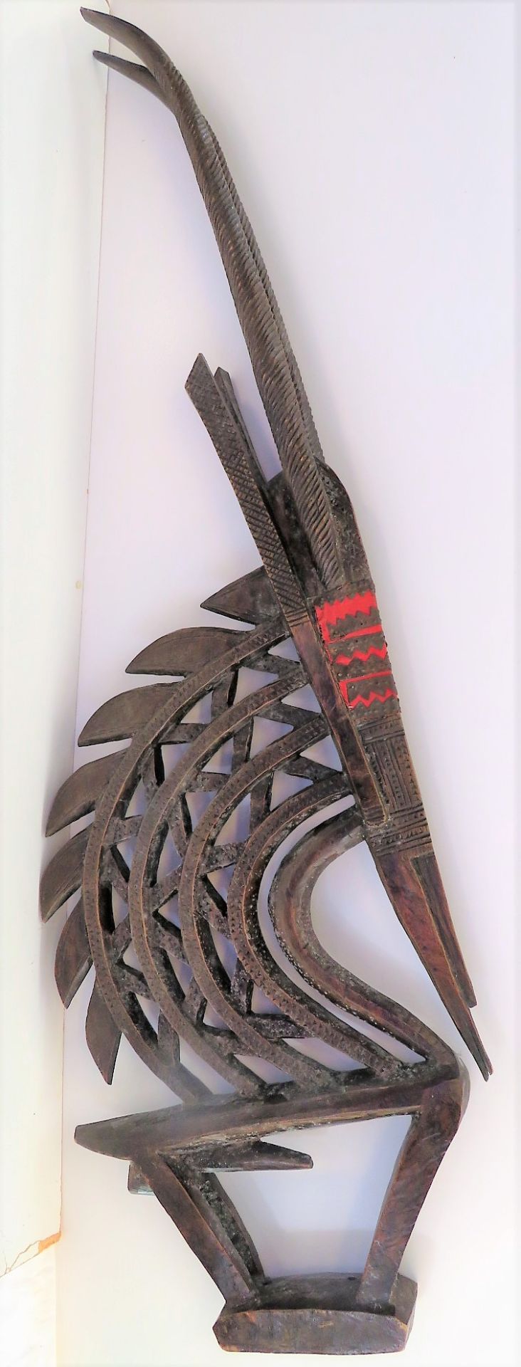 Chiwara, Afrika, Mali, Bambara, männlich, Holz geschnitzt, 120 x 37 x 7,5 cm.