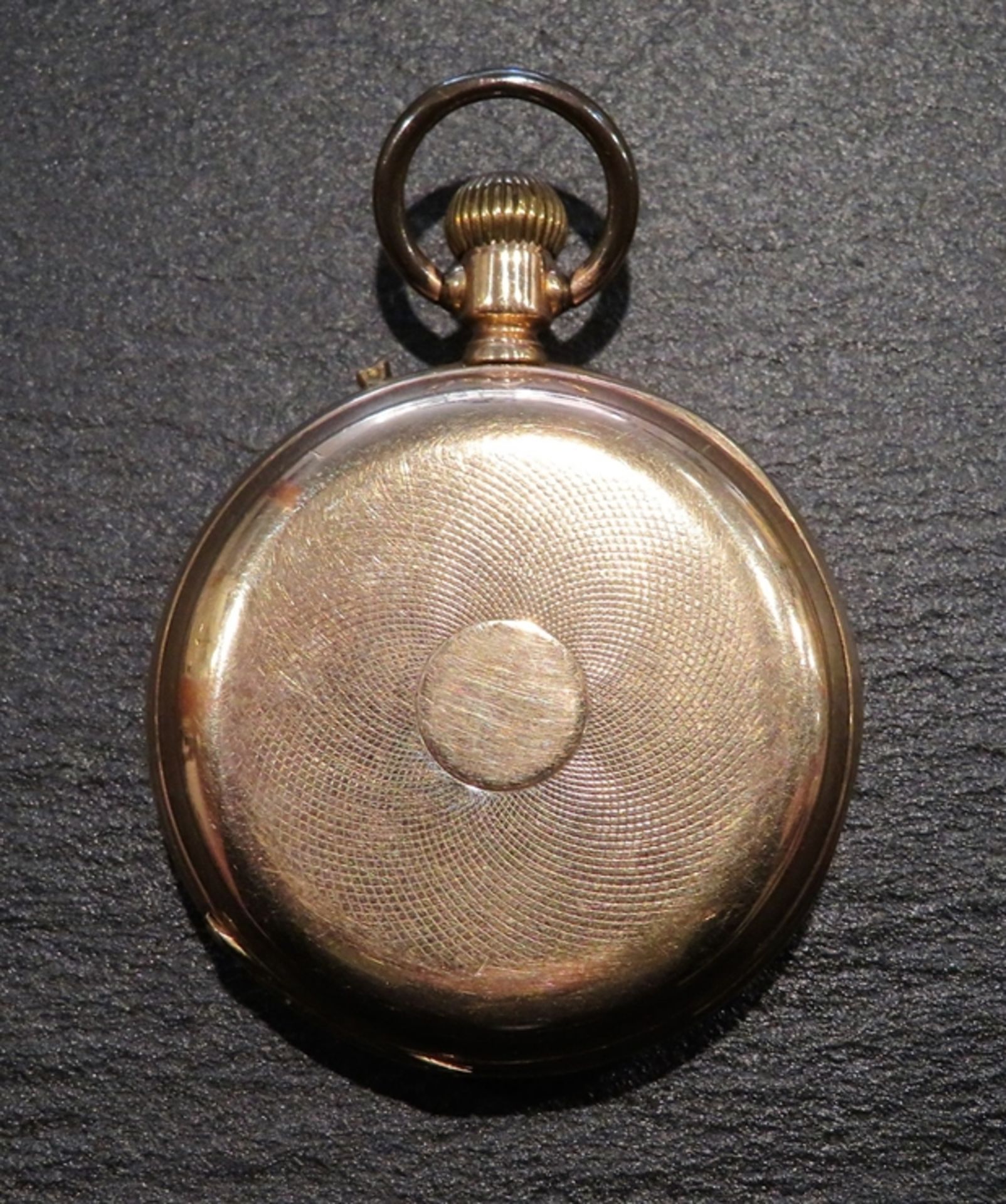 Taschenuhr, um 1900, Gehäuse Gelbgold 585/000, punziert, Innendeckel Metall, 68 g, Kronenaufzug, We - Bild 2 aus 3
