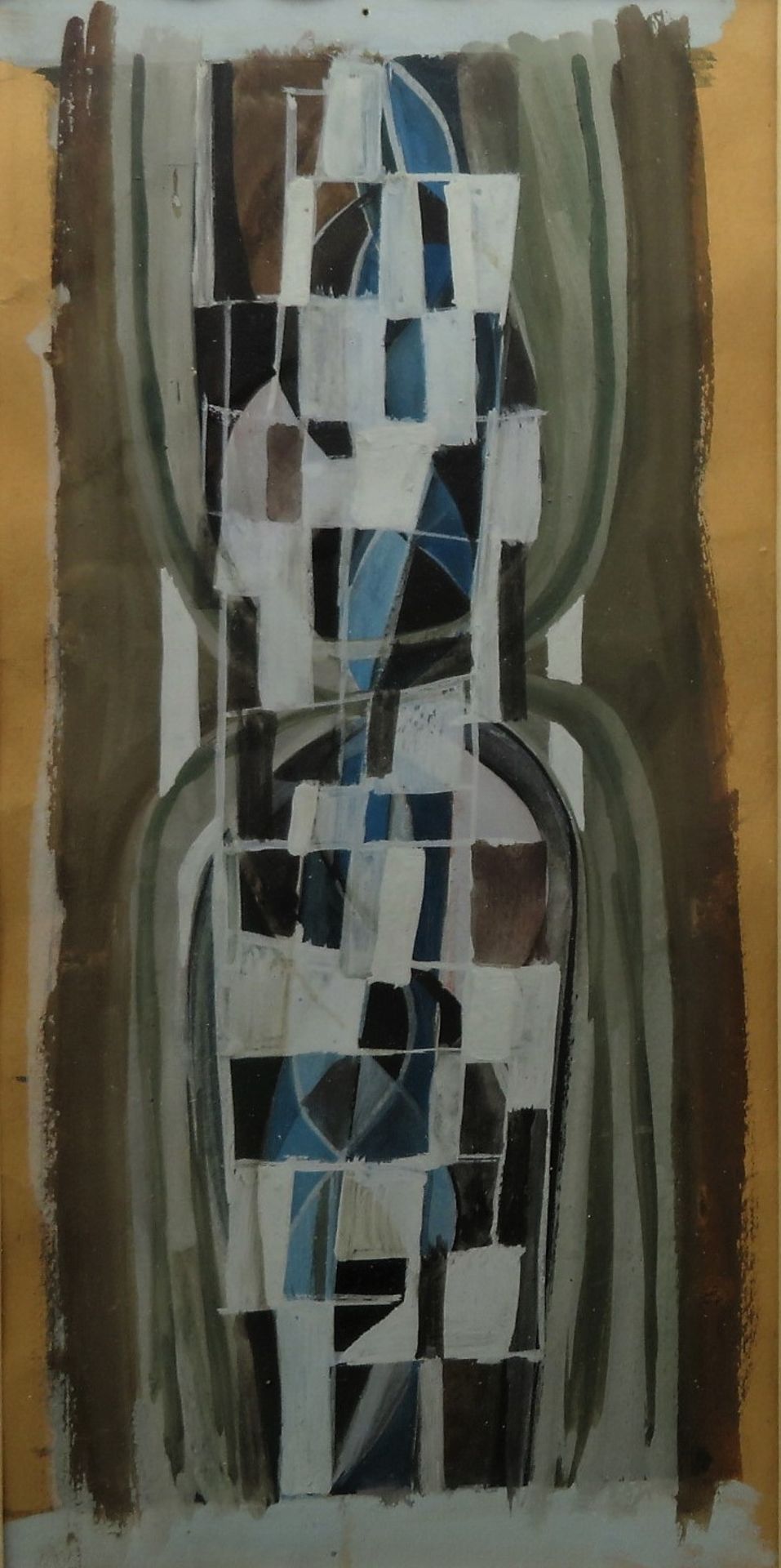 Unbekannt, 1950er Jahre, "Moderne Komposition", Gouache, 28,5 x 14 cm, R. [40 x 24 cm]