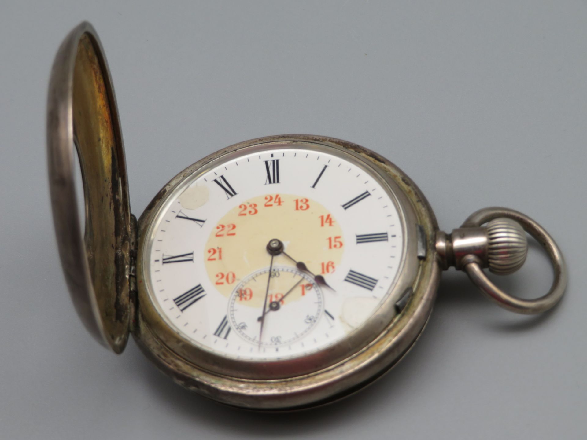Seltene Taschenuhr aus Adelsbesitz, Ernst Kutterer, Übergehäuse und Uhrengehäuse Silber 800/000, de - Image 3 of 4