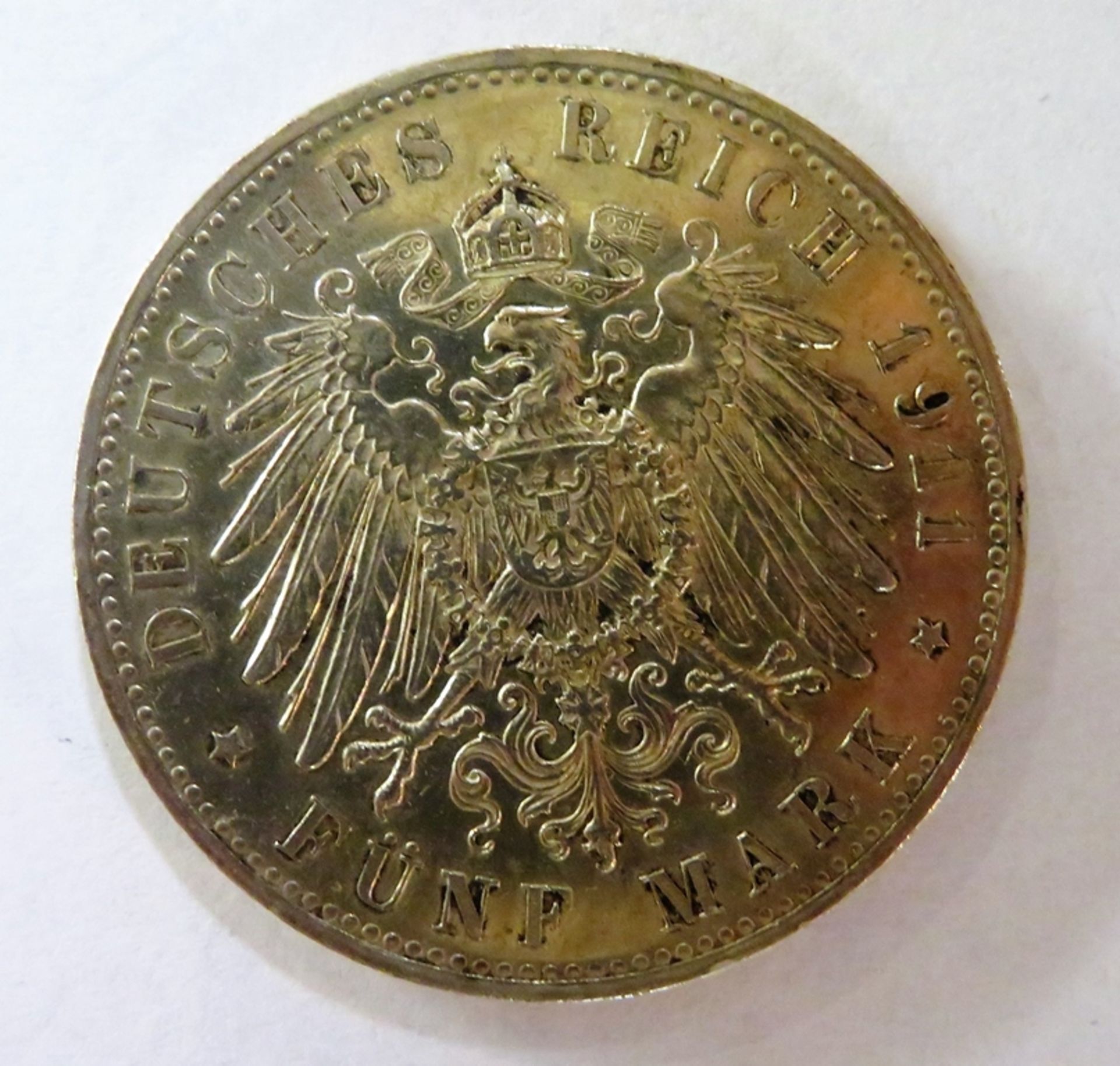 Silbermünze, 5 Mark, D, Prinzregent Luitpold von Bayern, 1821 - 1911, Silber 900/000, 27,7 g, d 3,9 - Image 2 of 2