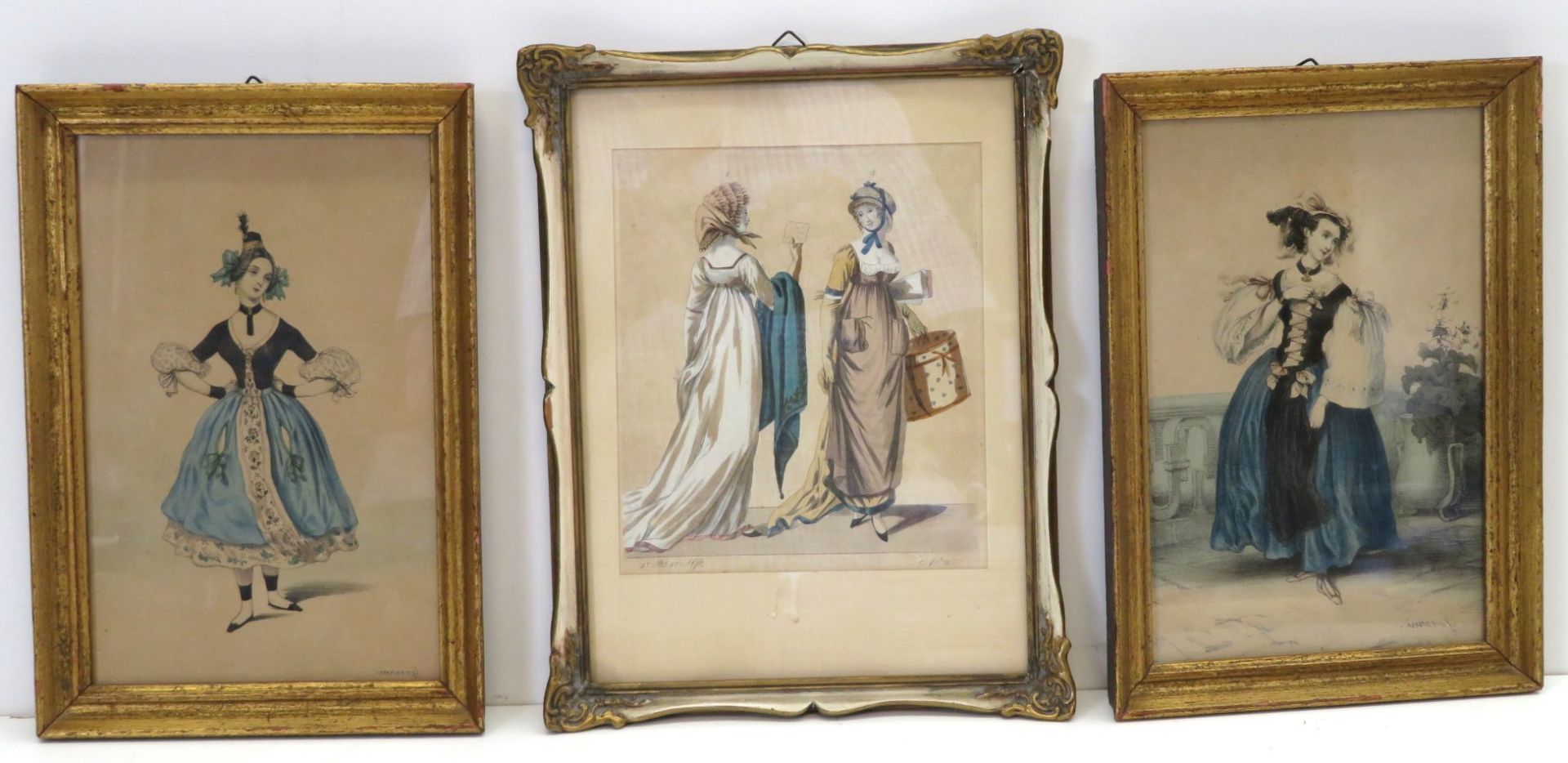 3 diverse Mode-Lithografien, Mitte 19. Jahrhundert, altcol., R. [ca. 27 x 21 cm]