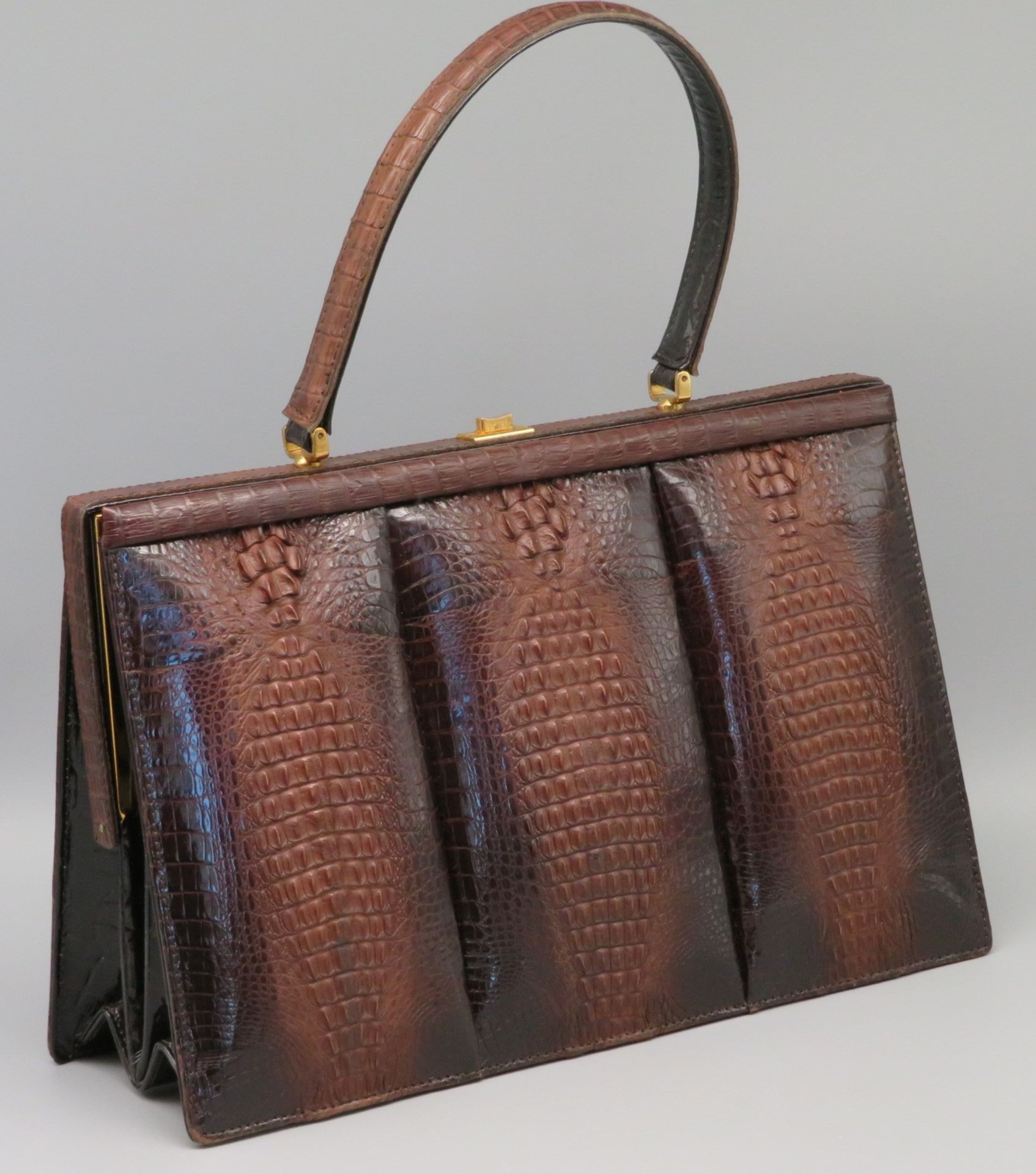 ZURÜCKGEZOGEN/WITHDRAWN - Vintage Handtasche, 1950/60er Jahre, Kroko braun,