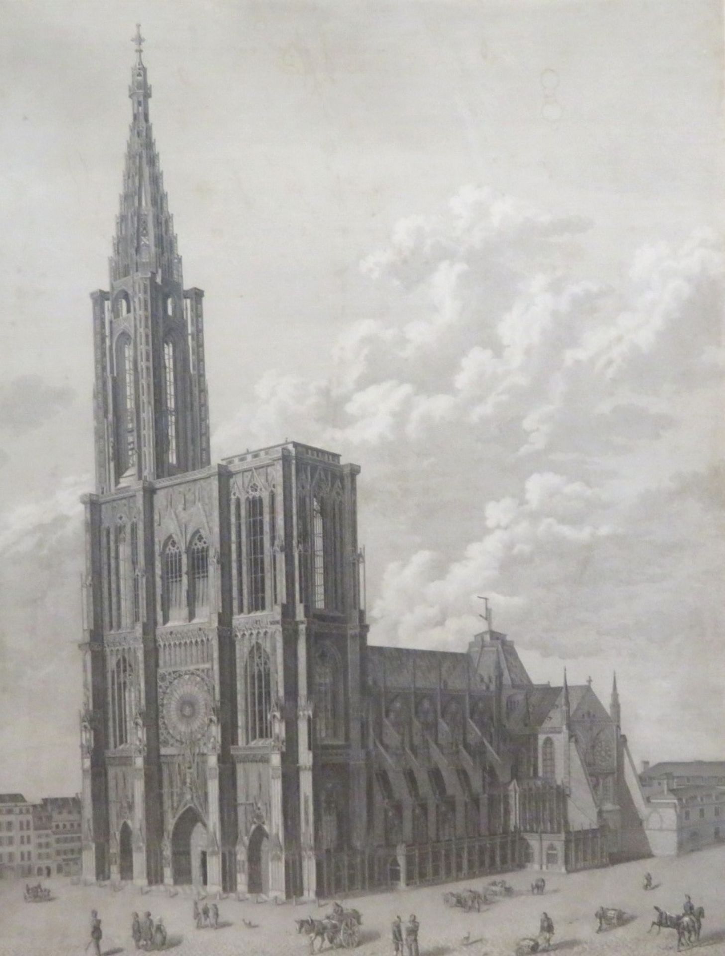 Stich, Mitte 19. Jahrhundert, "Das Straßburger Münster", stockfl., 78,5 x 59 cm, R. [110 x 85 cm]
