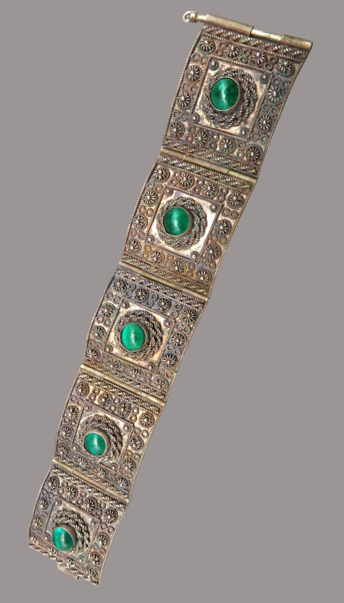 Armband, wohl Orient, 5 quadratische Elemente, diese reich verziert mit floralen und geometrischen