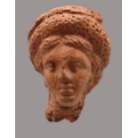 Terrakotta Kopf, wohl Hellenistisch/Römisch, 323 v. Chr. bis 30 v. Chr., Ausgrabung, versehen mit I