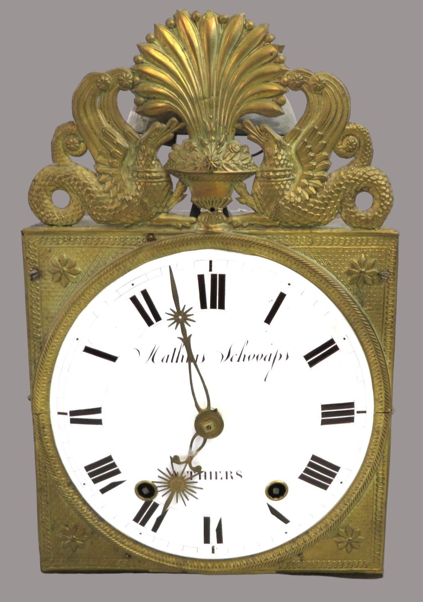 Comtoise-Uhr, Frankreich, Mathias Schooaps Thiers, 1. Hälfte 19. Jahrhundert, Faltpendel, 2-gewicht