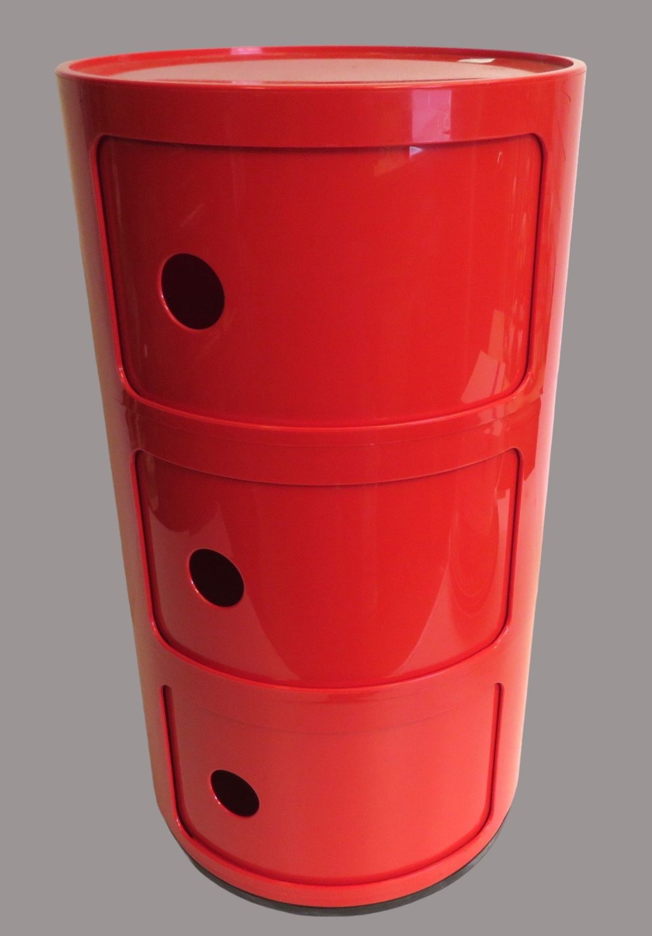 Componibili 3 Container, Kartell, Entwurf Anna Castelli Ferrieri, 1969, ABS-Kunststoff, rot, 3 Schi