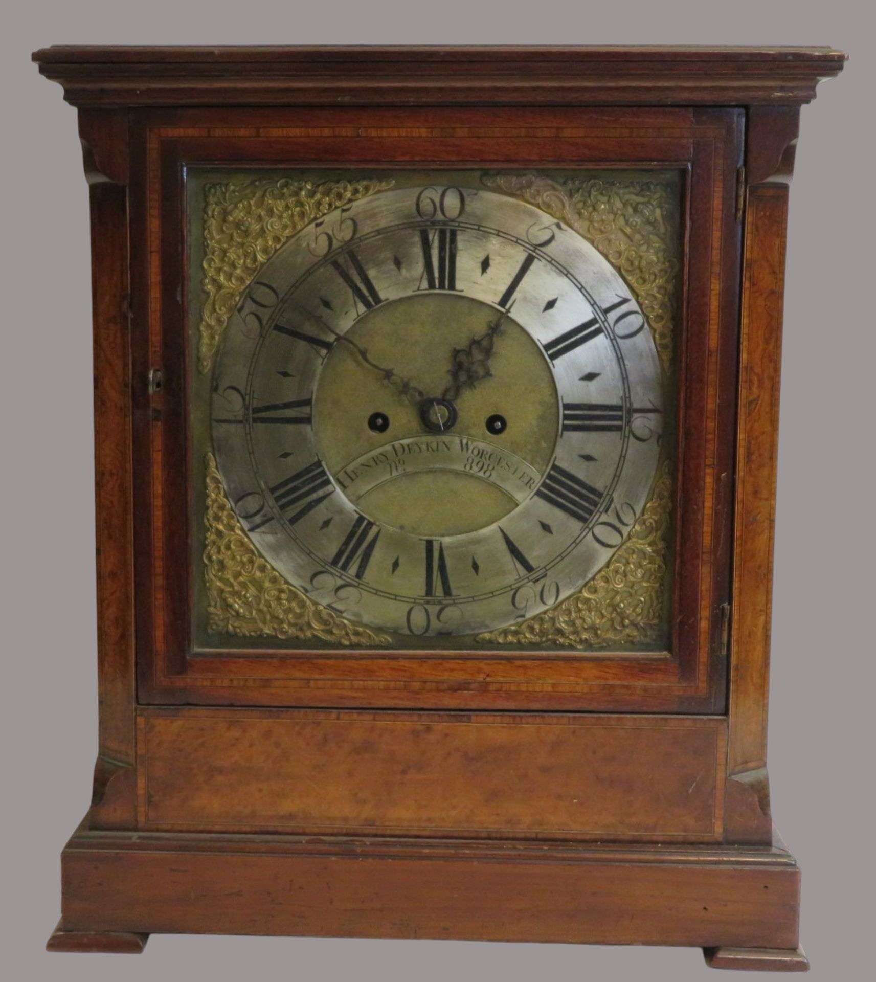 Tischuhr, England, Henry Deykin Worcester, 19. Jahrhundert, Schlag auf Glocke, Federaufhängung, 46,