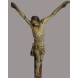 Kruzifix, Süddeutsch, um 1800, holzgeschnitzt und gefasst, Kreuz später, Korpus 31 x 20 cm, Kreuz l