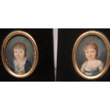 2 Kinder-Miniaturen, um 1820, 5,5 x 4,3/5,1 x 4,2 cm, R. [11,5 x 9,5 cm]