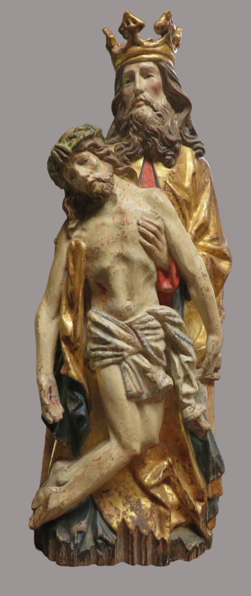 Gottvater mit leidendem Christus, Süddeutsch, um 1900, Lindenholz geschnitzt, farbig gefasst und ve