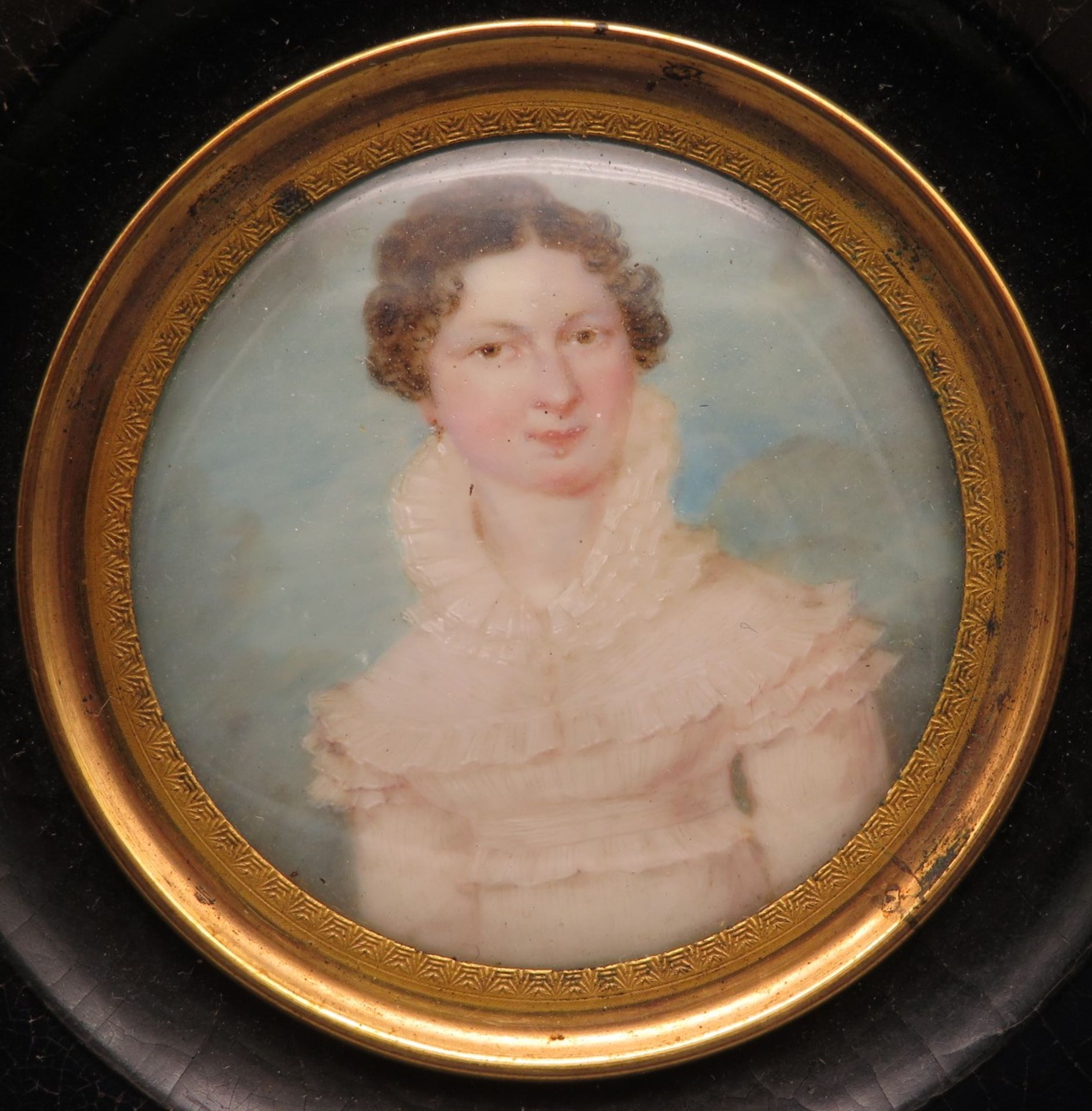 Miniatur, um 1810/20, "Damenbildnis", d 5 cm, R. [11 x 11 cm]