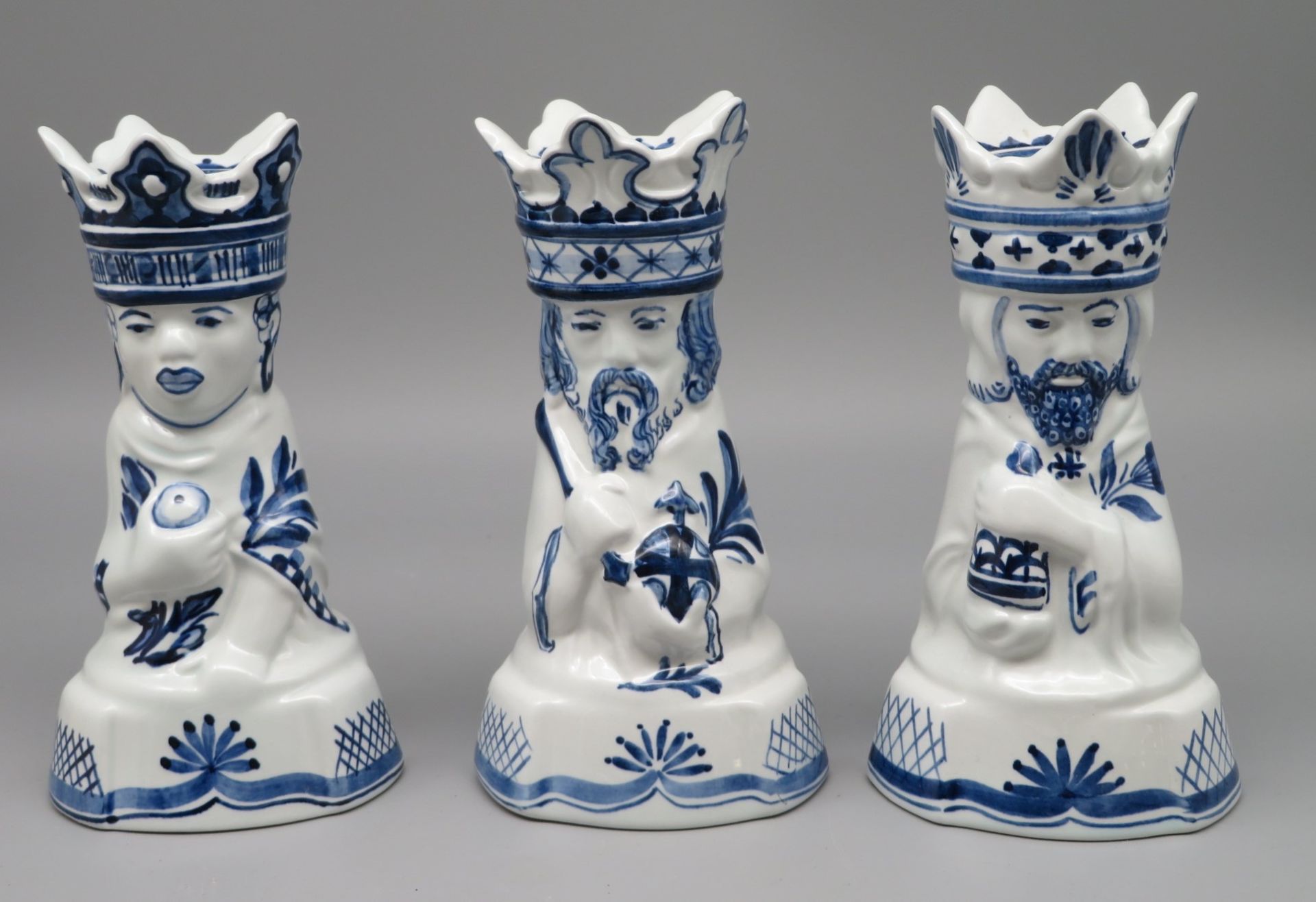 3 Kerzenleuchter in Gestalt der Heiligen Drei Könige, Dänemark, Royal Copenhagen, Entwurf Harboe, 1