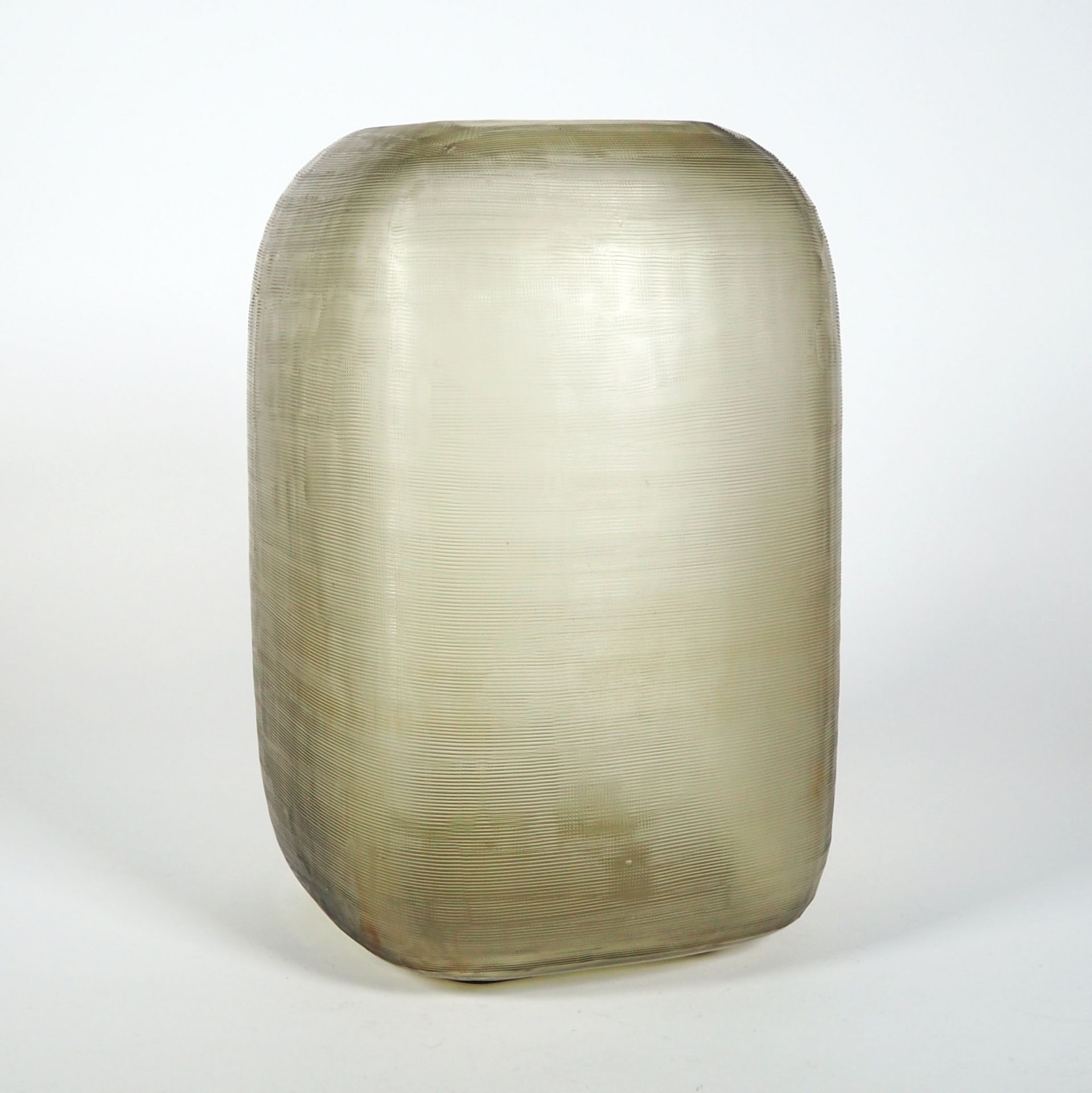 VASE, Manuf Guaxs/Tübingen, grün-graues Rauchglas,