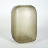 VASE, Manuf Guaxs/Tübingen, grün-graues Rauchglas,