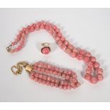 SCHMUCK-SET, 2tlg, Rhodochrosit-Perlen,