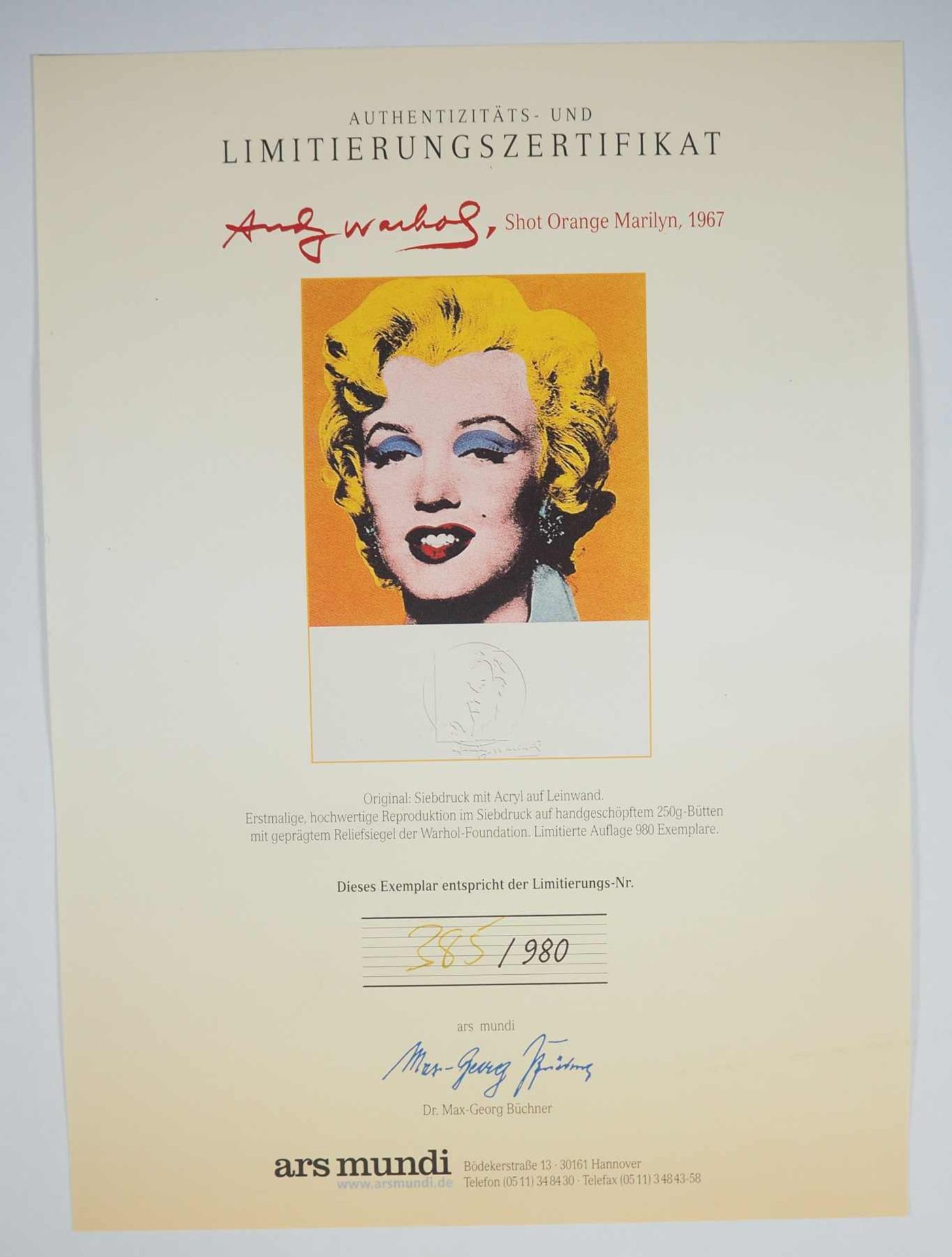 WARHOL, Andy (*1928 Pittsburgh †1987 Manhattan), - Image 2 of 2