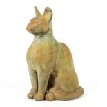 GARTENSTATUE, Sitzende Katze, Bronze, H. 38 cm,