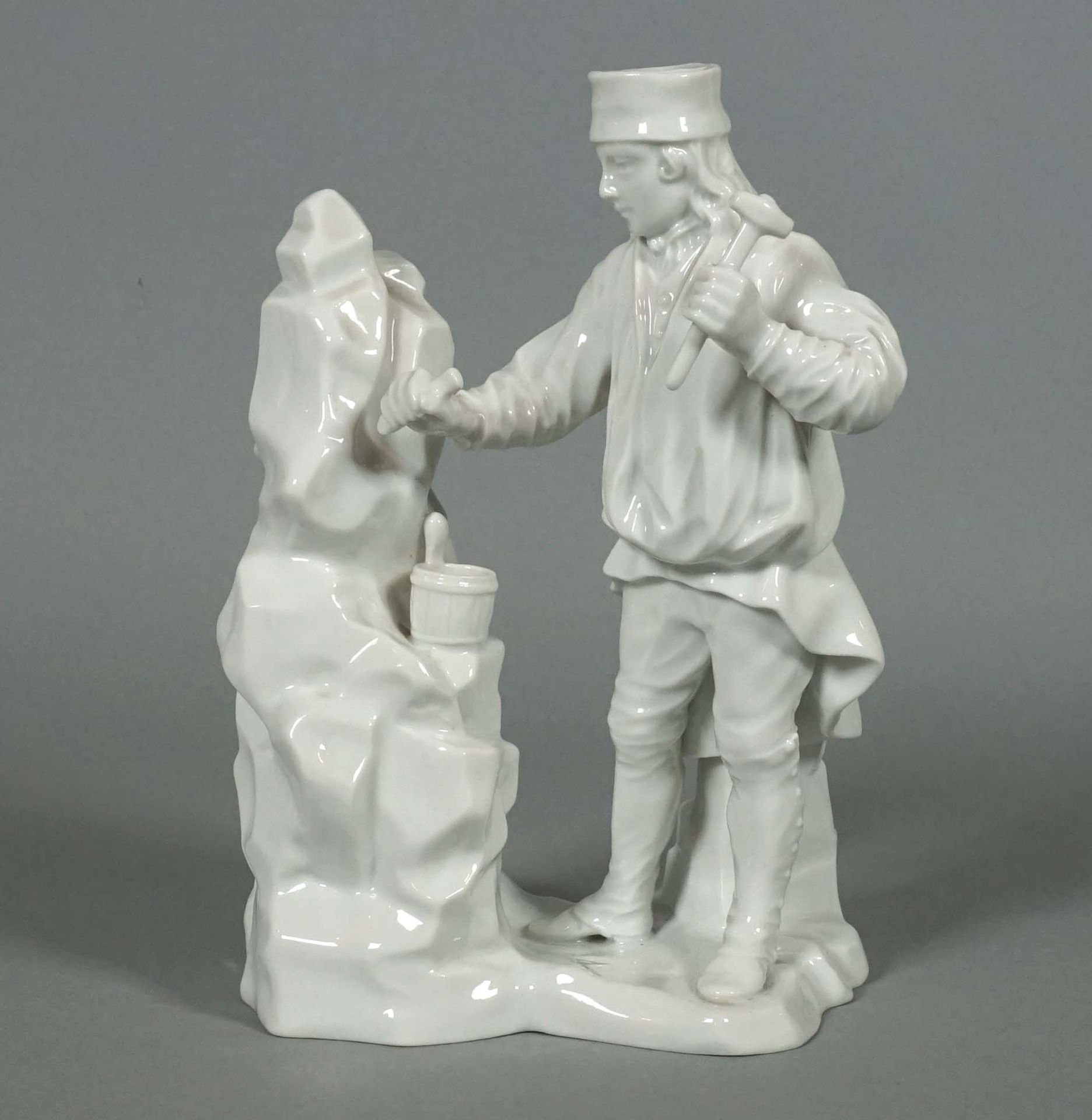 FIGUR, Porzellanmanuf Fürstenberg, weiß, Bergmann in Tracht